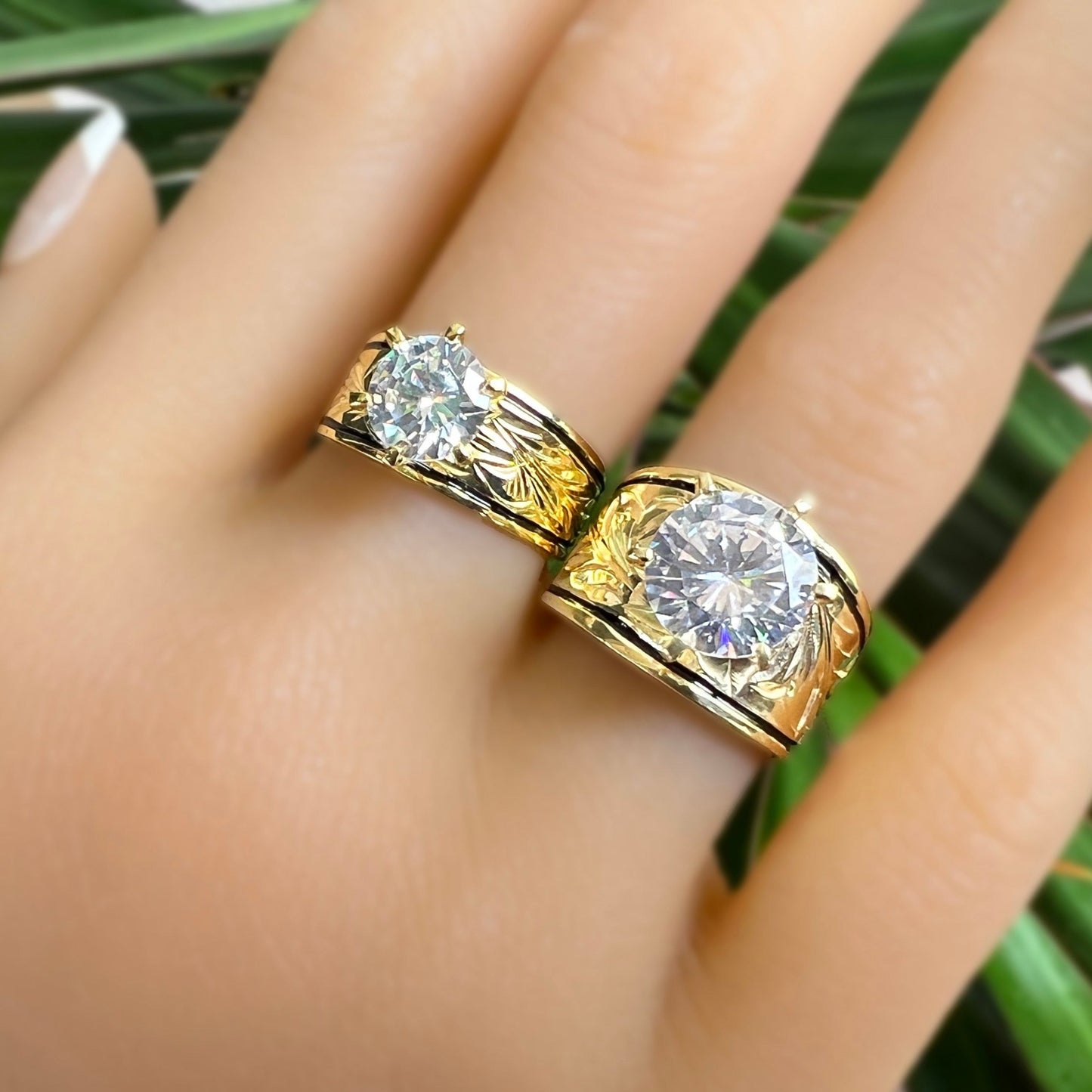 Hawaiian Scroll Cubic Zirconia Solitaire Rings