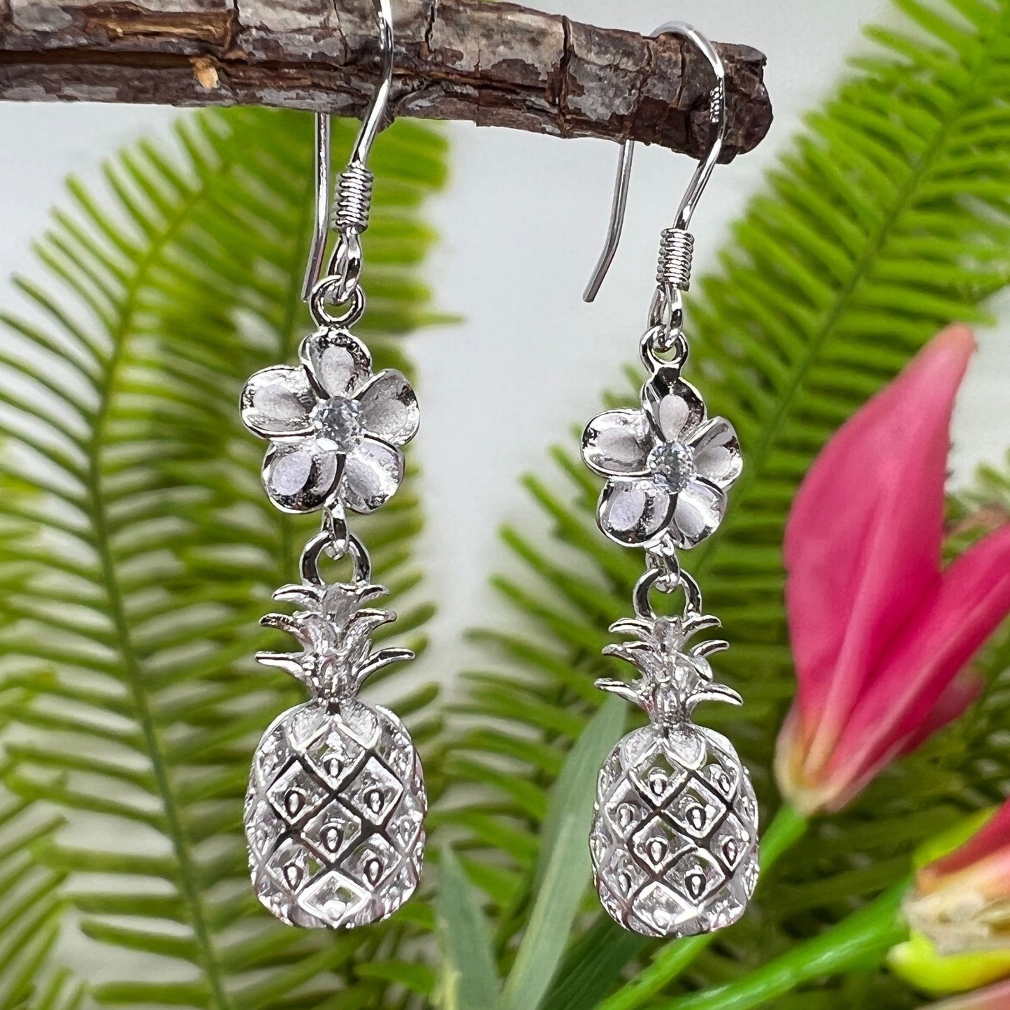 Pineapple Plumeria Earrings