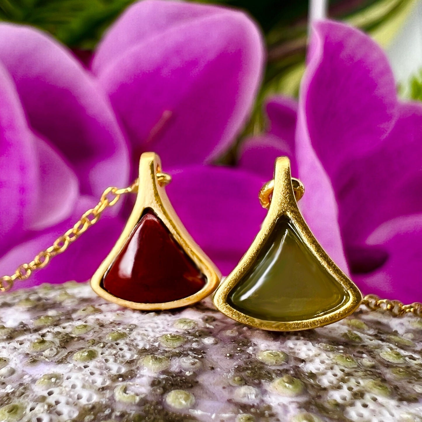 Lotus Leaf Jade Threader Earrings