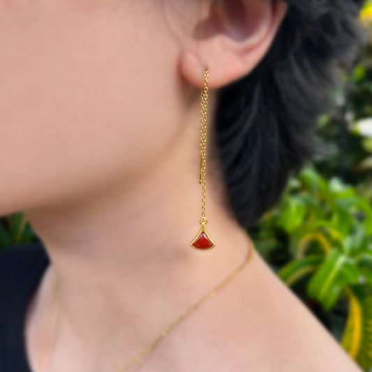 Lotus Leaf Jade Threader Earrings