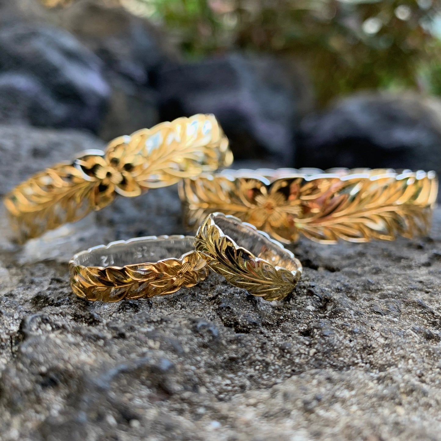 Maile Two Tone Gold on Silver Bangle or Cuff