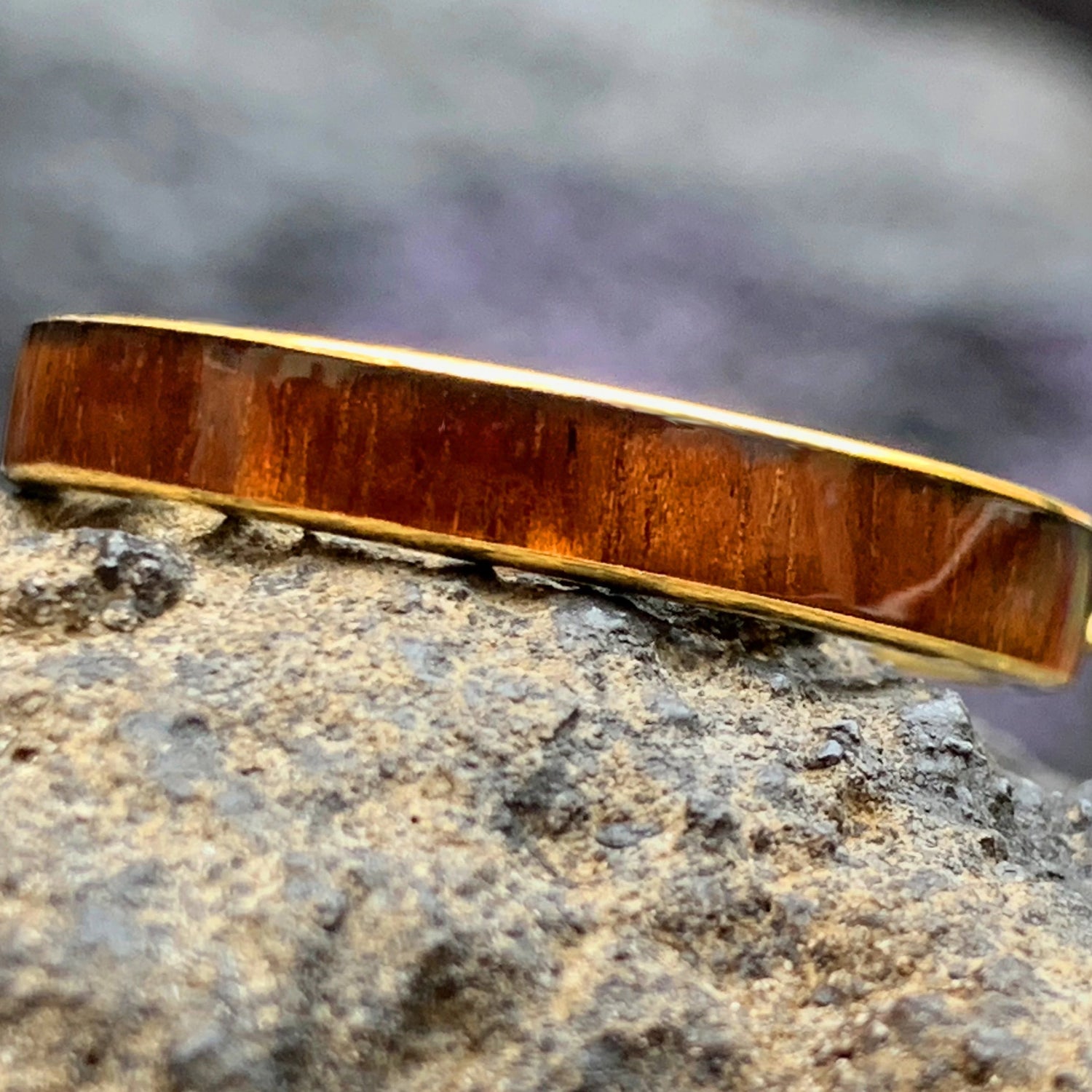 Koa Wood Earring Closeup