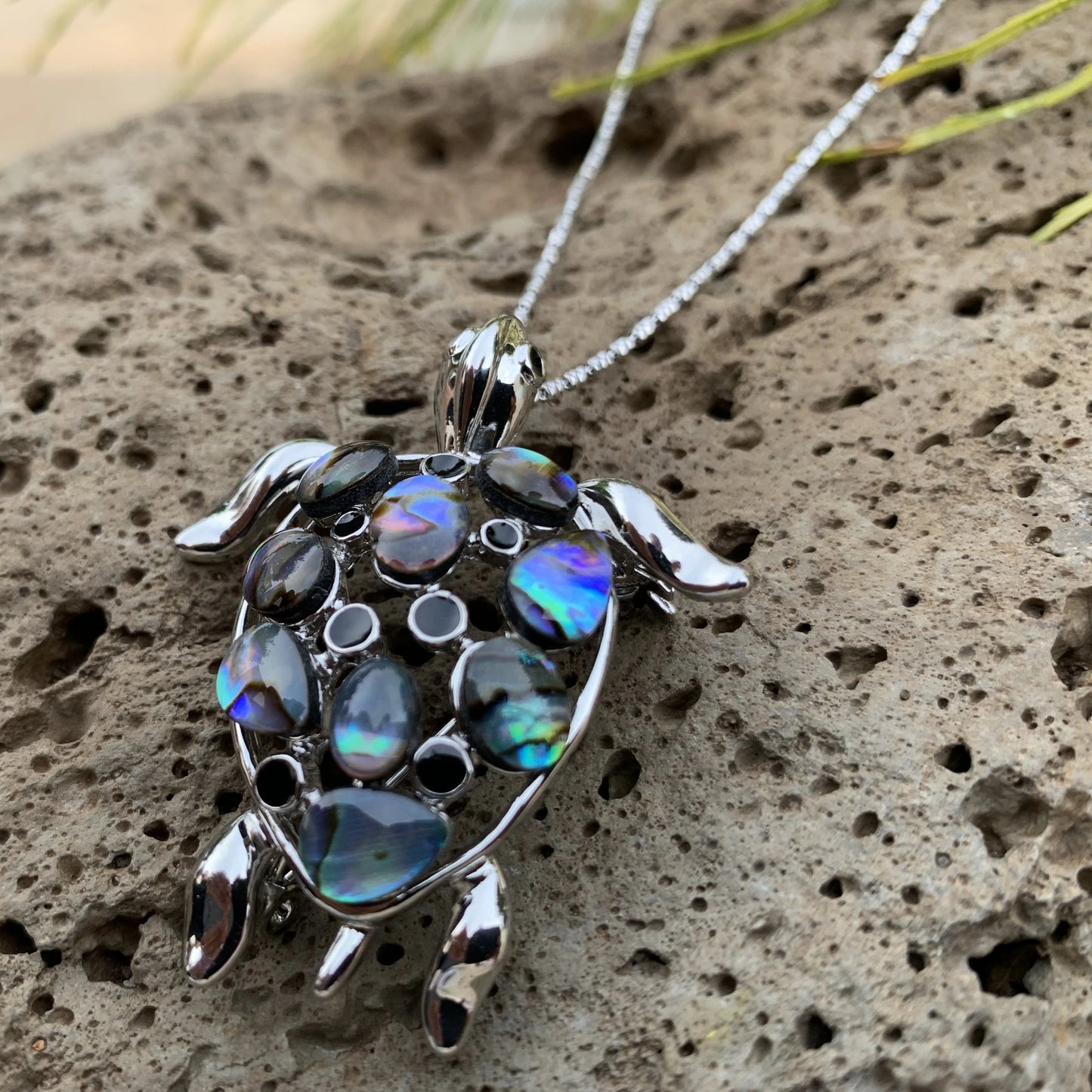 Mother of Pearl Honu Brooch Pendant w/ chain