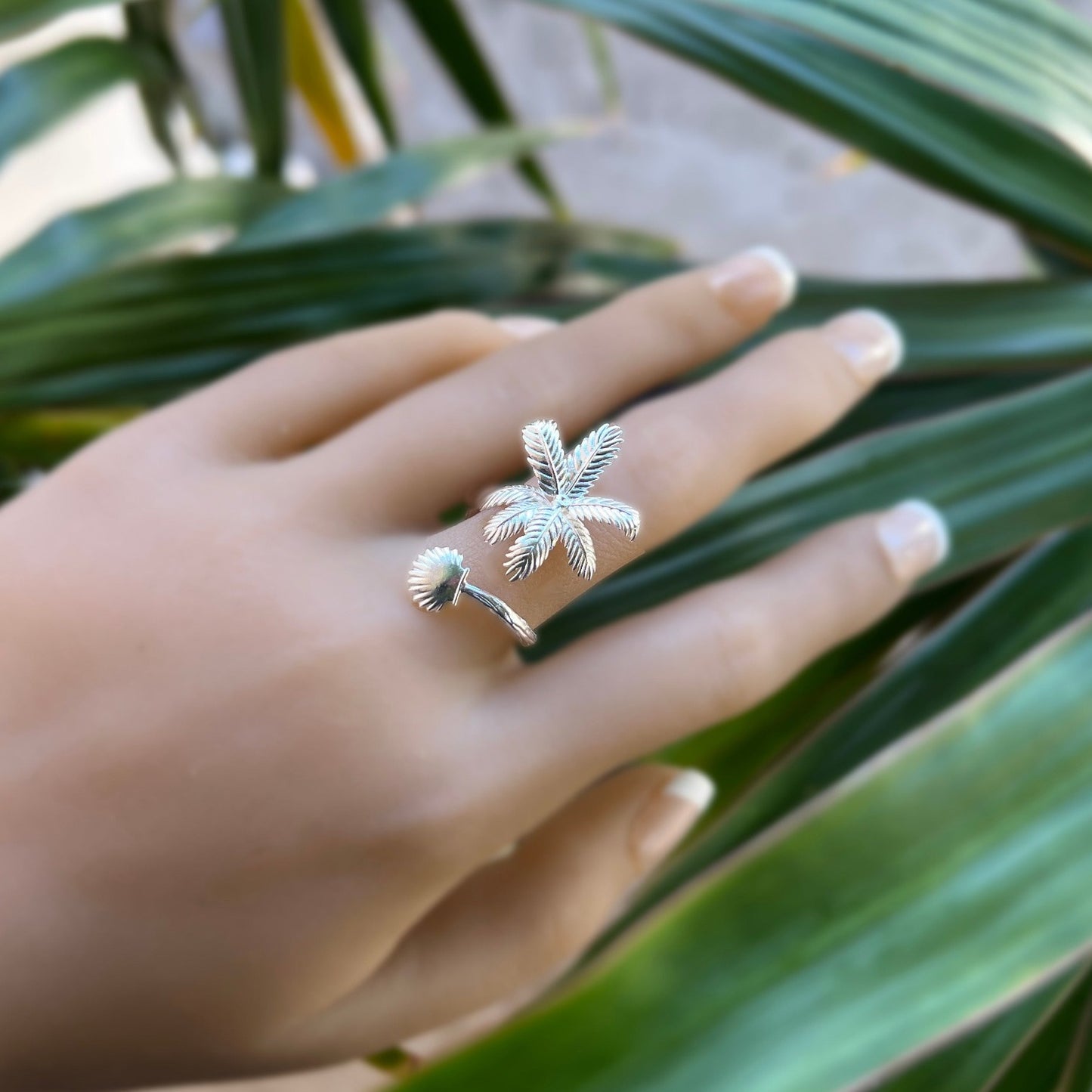 Tropical Palms Adjustable Ring