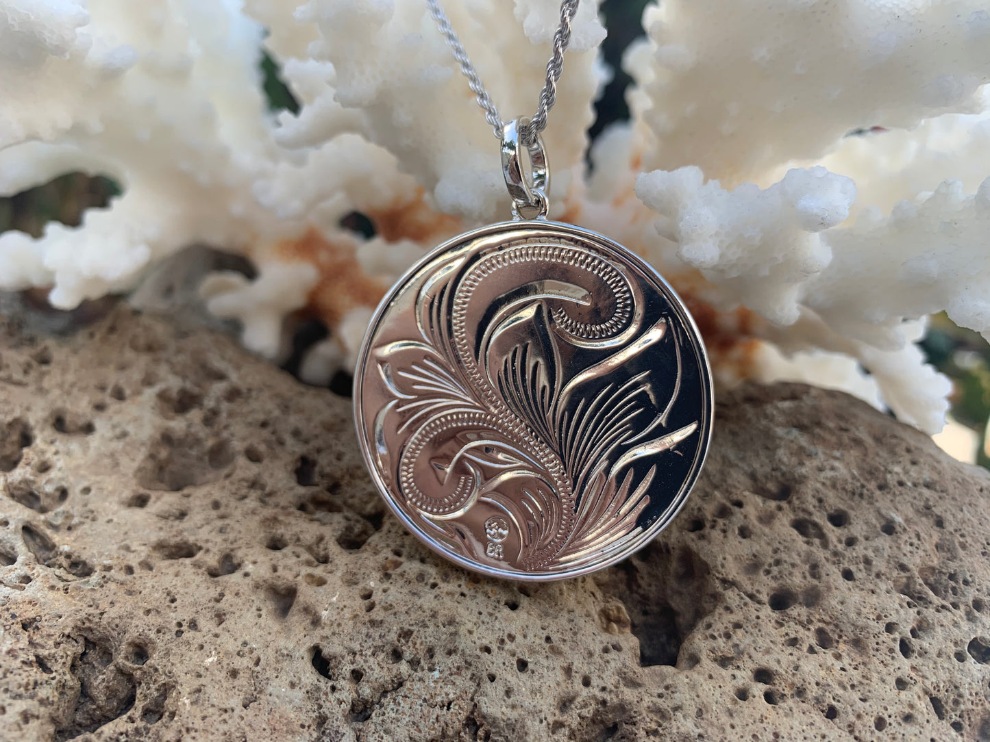 Koa Honu Circle Scroll Pendant