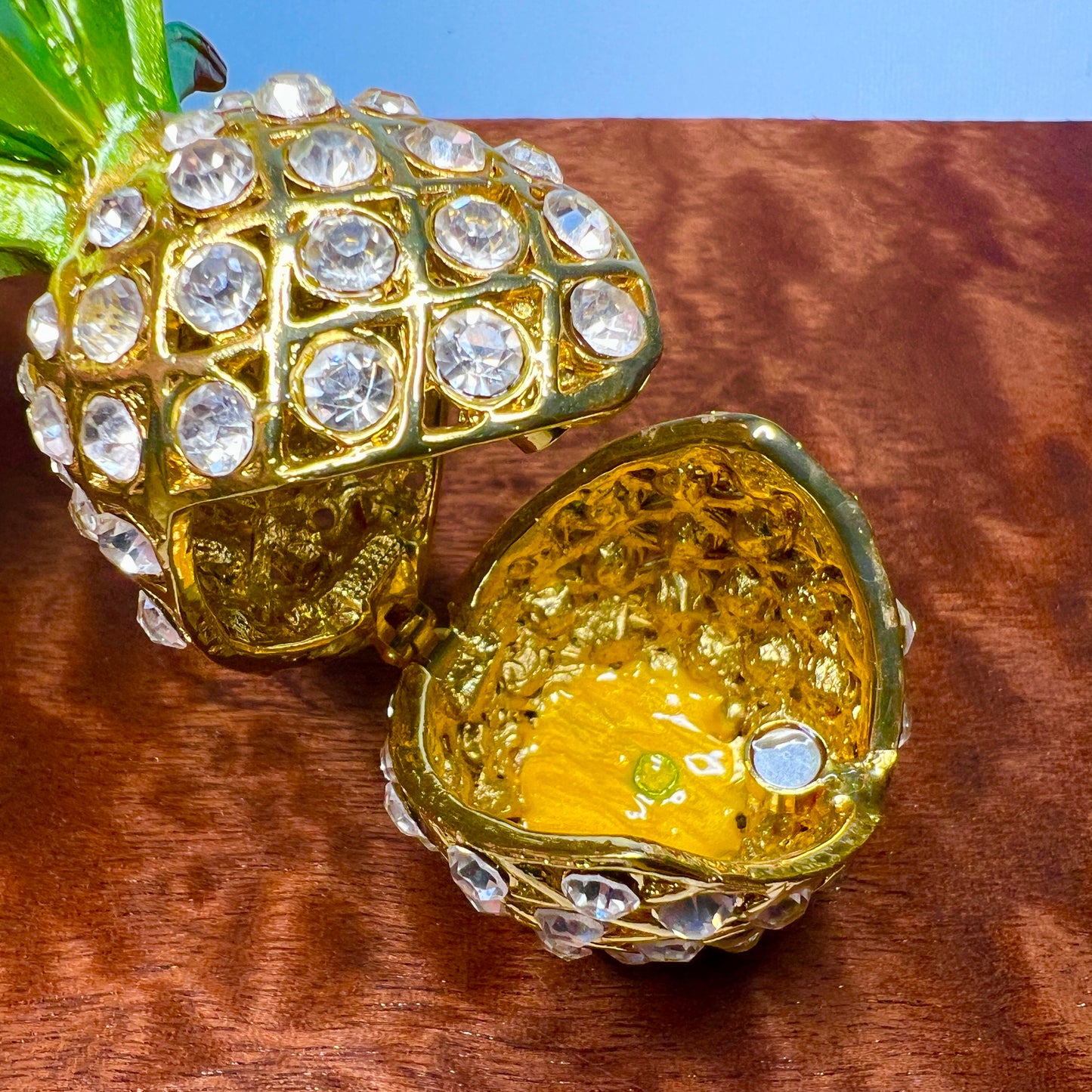 Rhinestone Pineapple Hidden Keepsake Holder