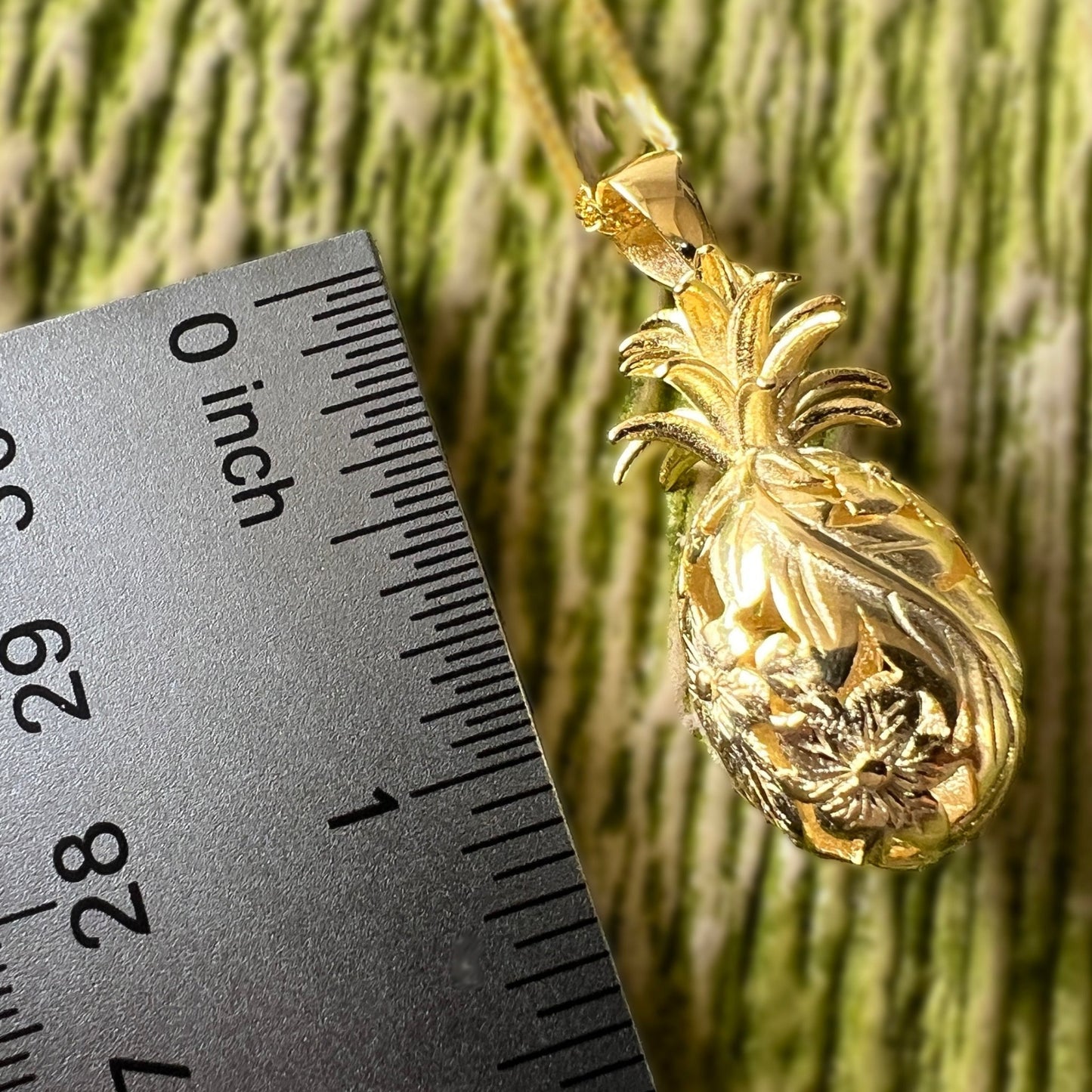 Golden Pineapple Pendant w/Chain