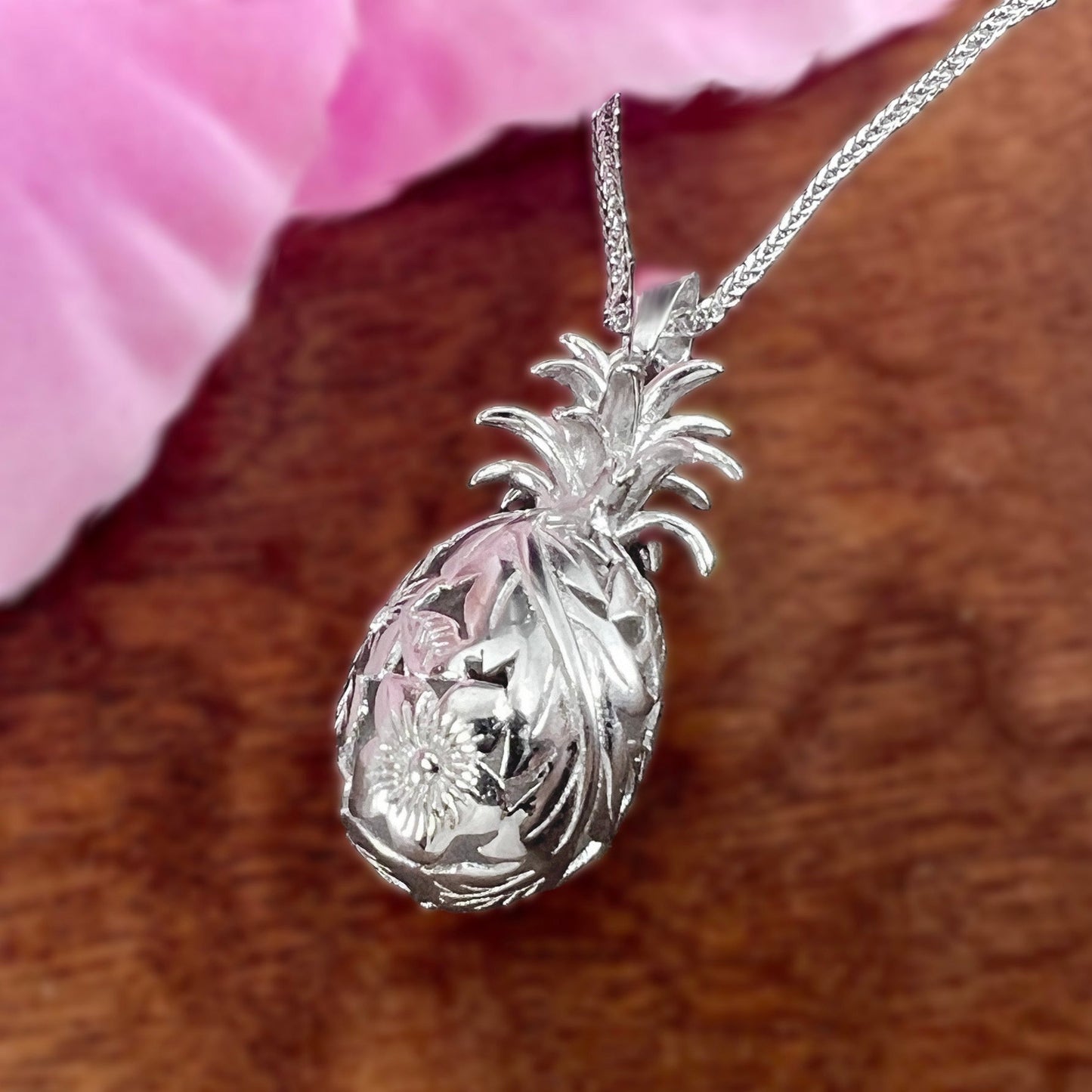 Golden Pineapple Pendant w/Chain