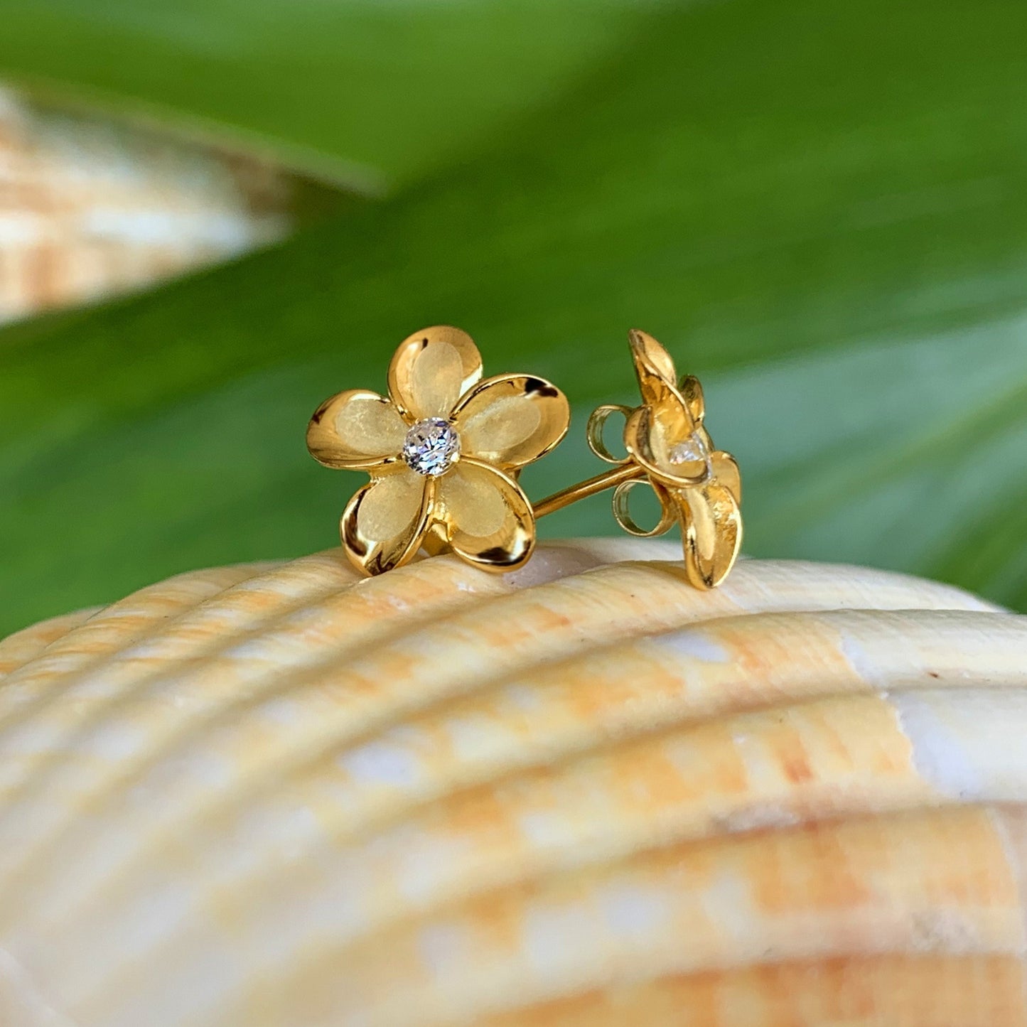 Plumeria Cubic Zirconia 12mm Earrings