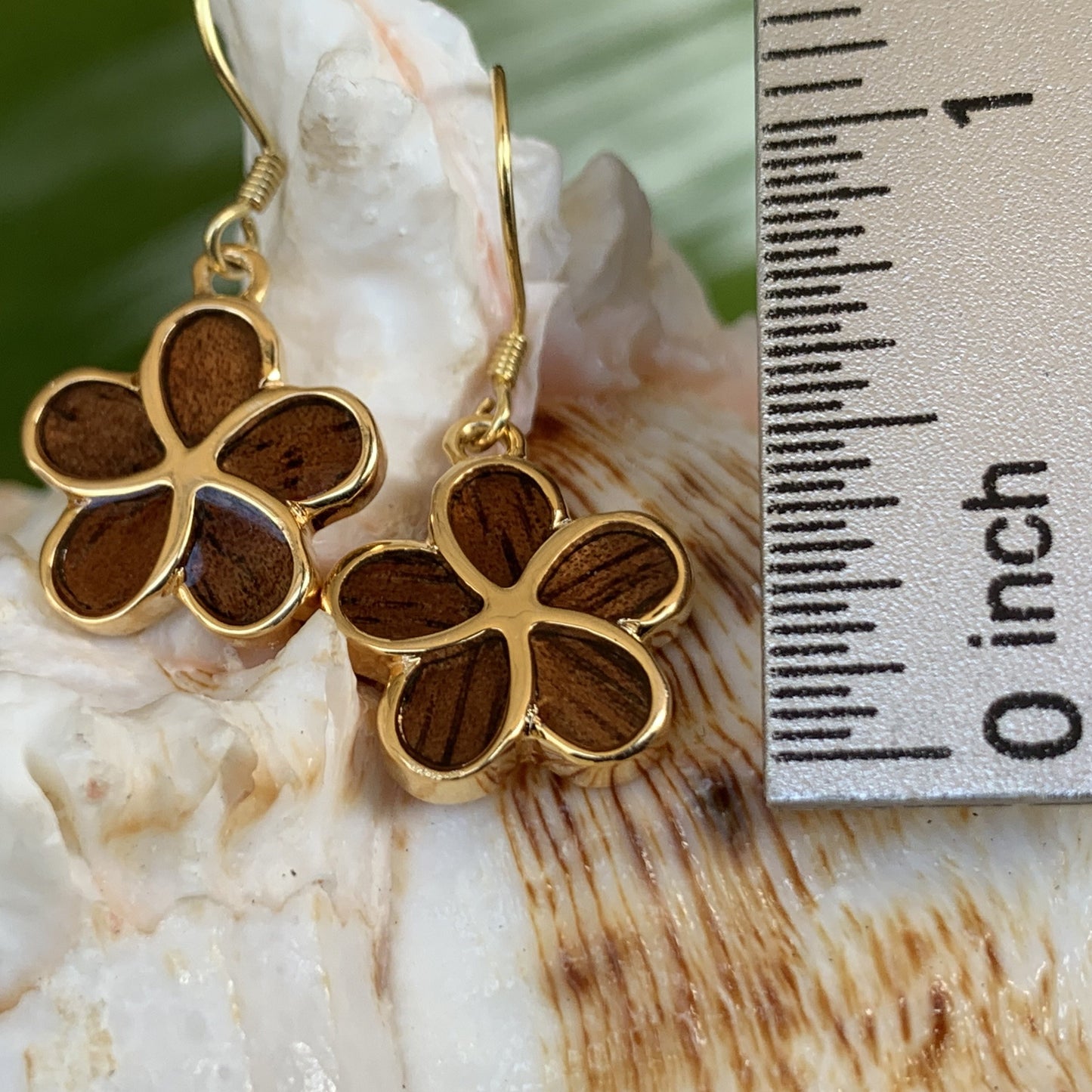 Plumeria Koa Dangle Earrings