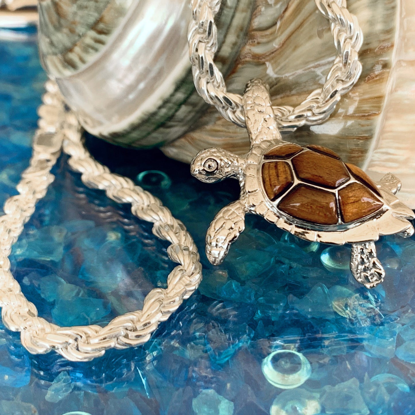 5MM Diamond Cut Rope Chain with Koa Honu