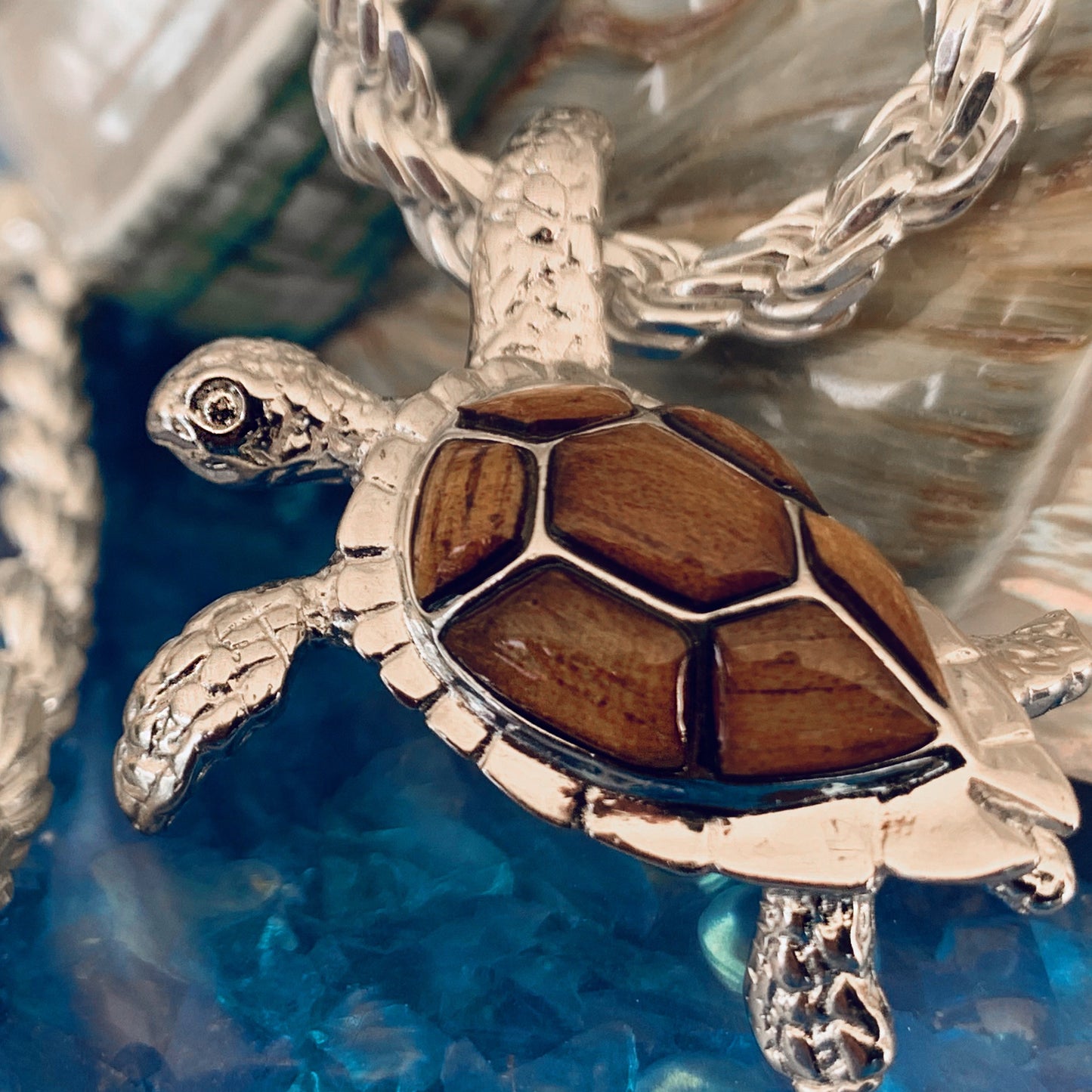 5MM Diamond Cut Rope Chain with Koa Honu