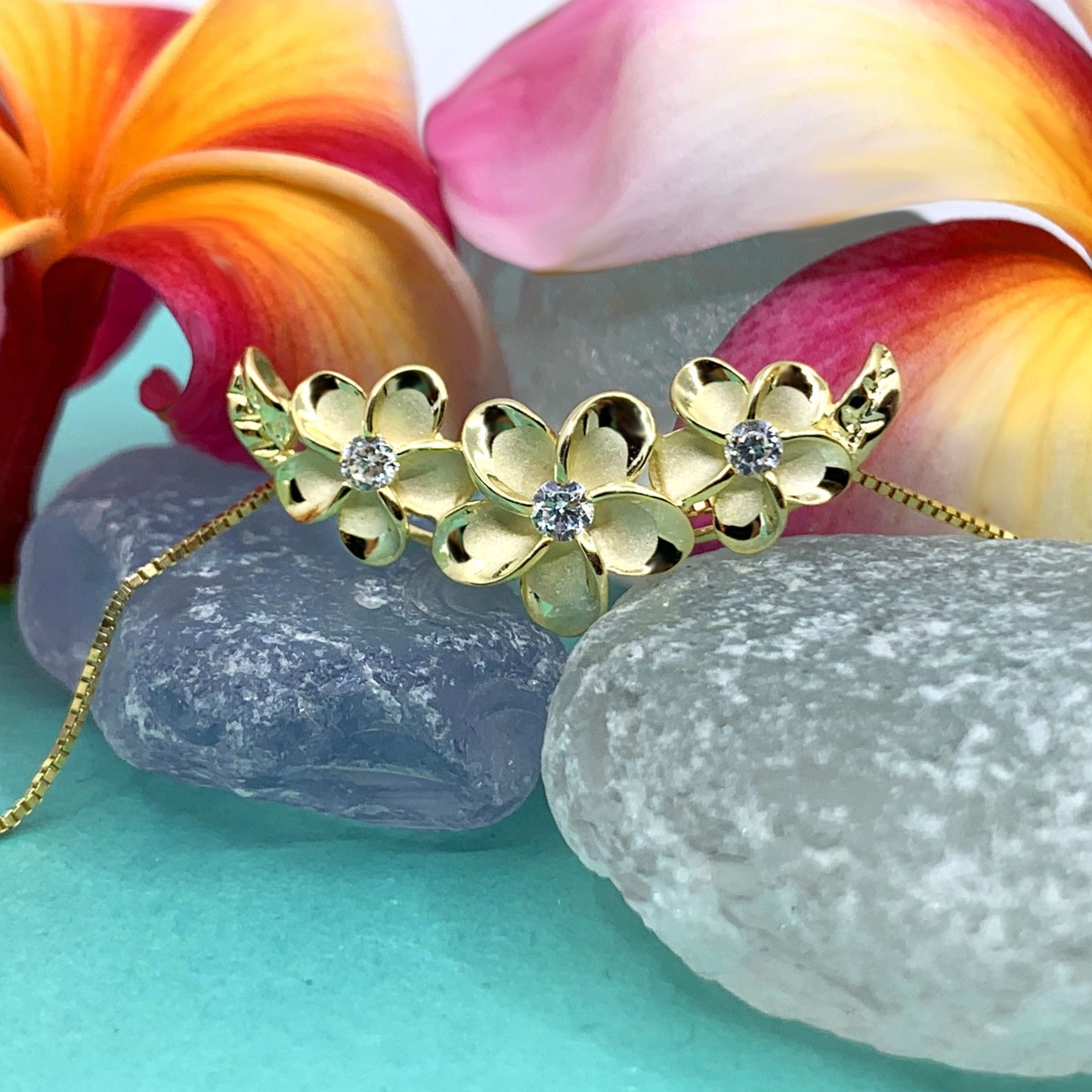 Plumeria Flower Slider Bar Pendant