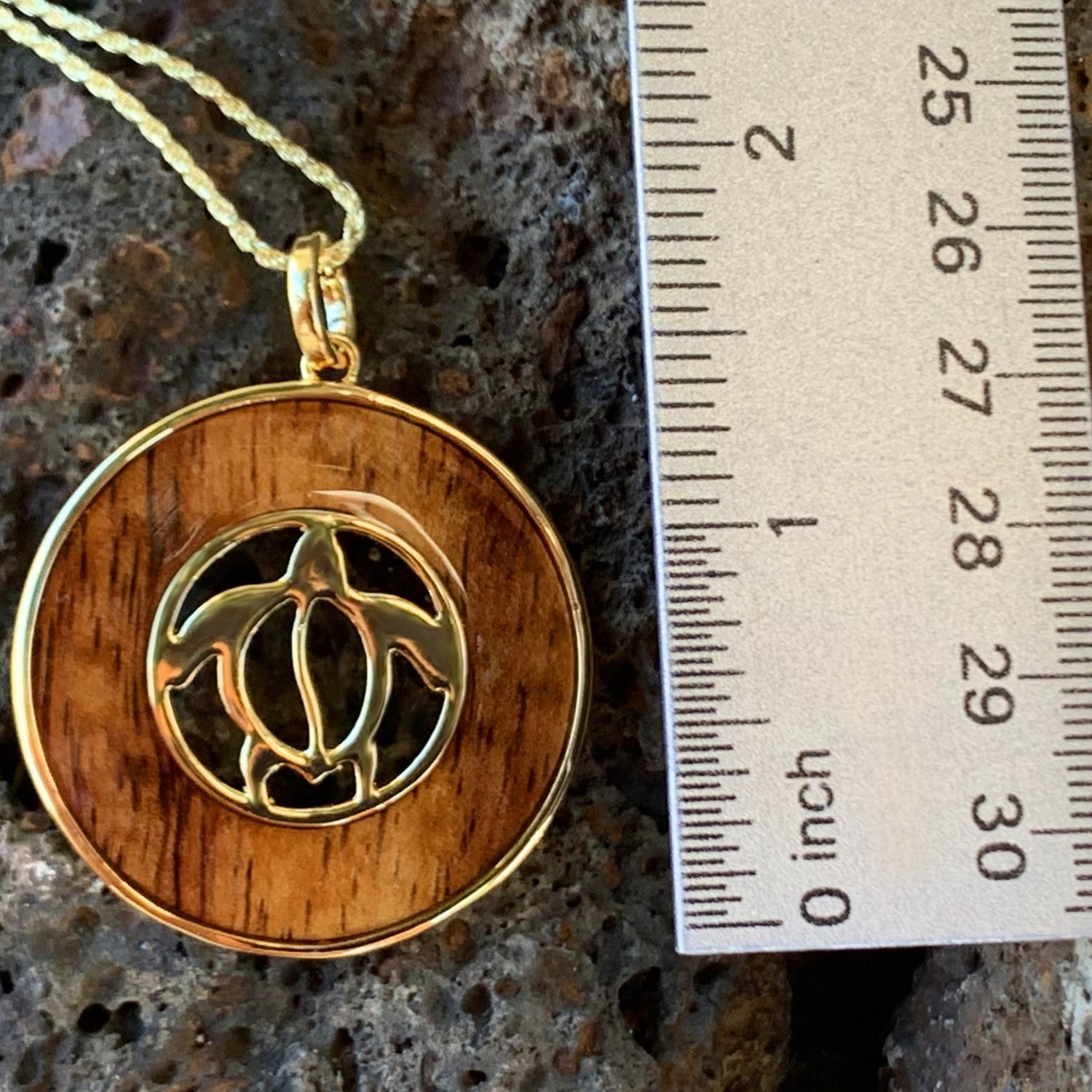 Koa Petroglyph Honu Circle Pendant