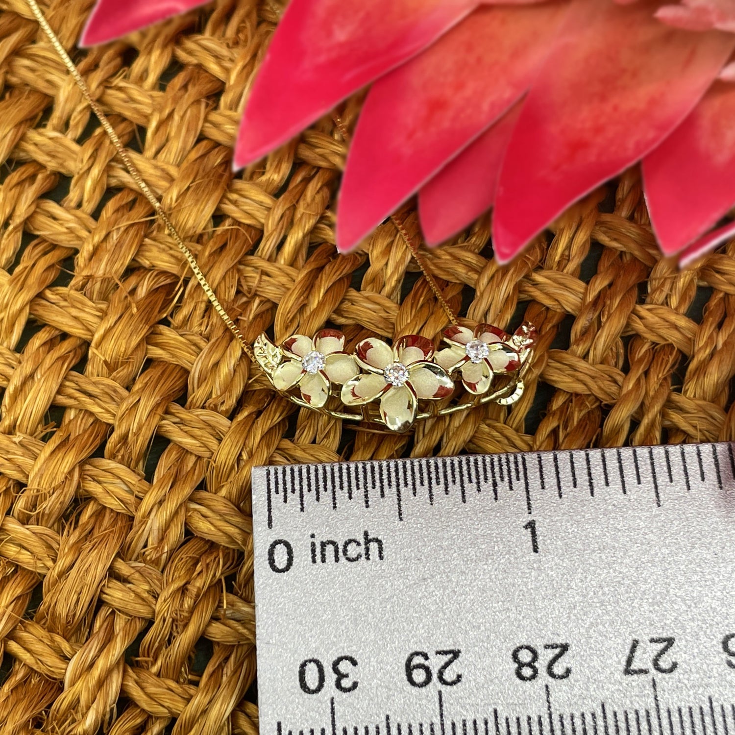 Plumeria Flower Slider Bar Pendant Measurement