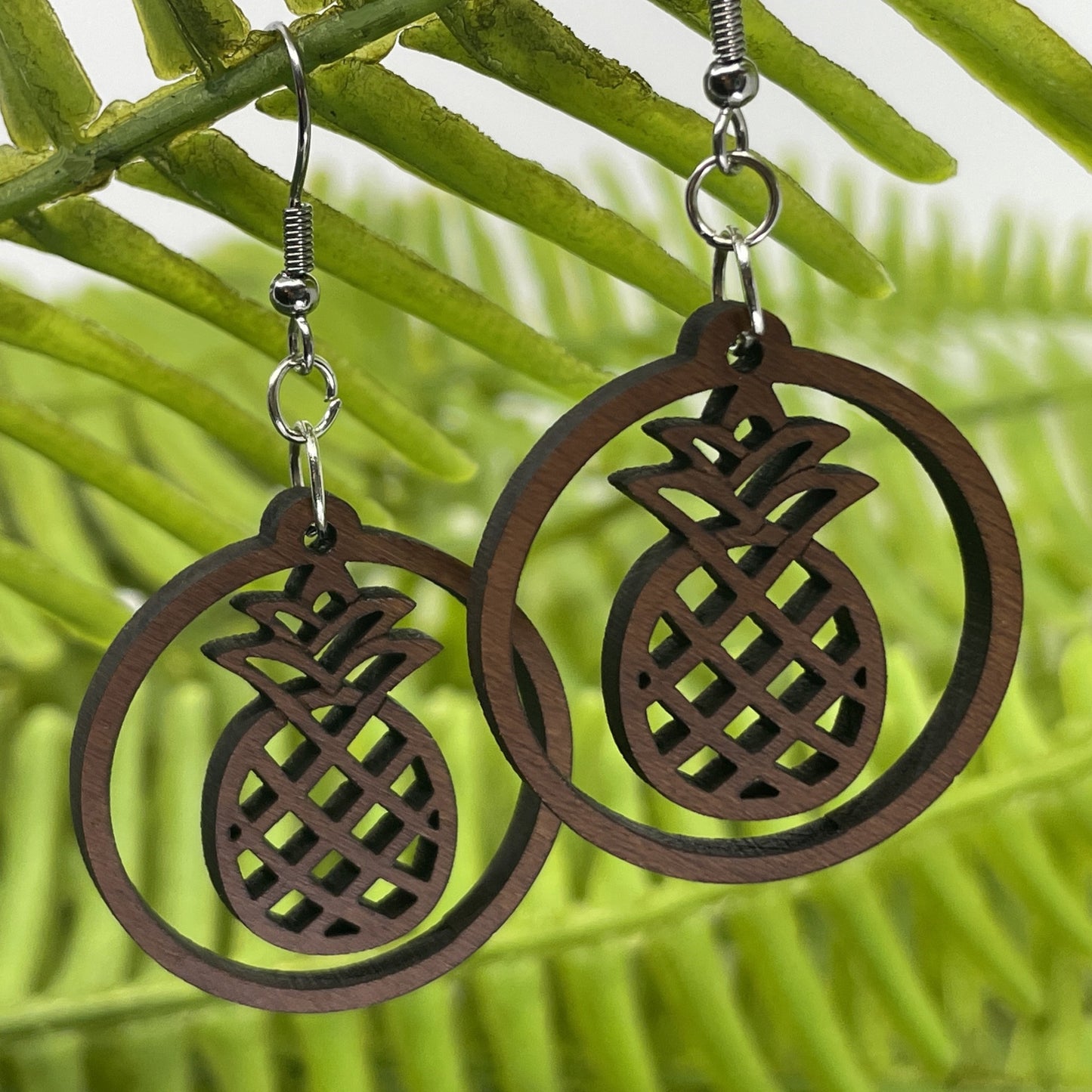 Pineapple Hoop Wood Earrings