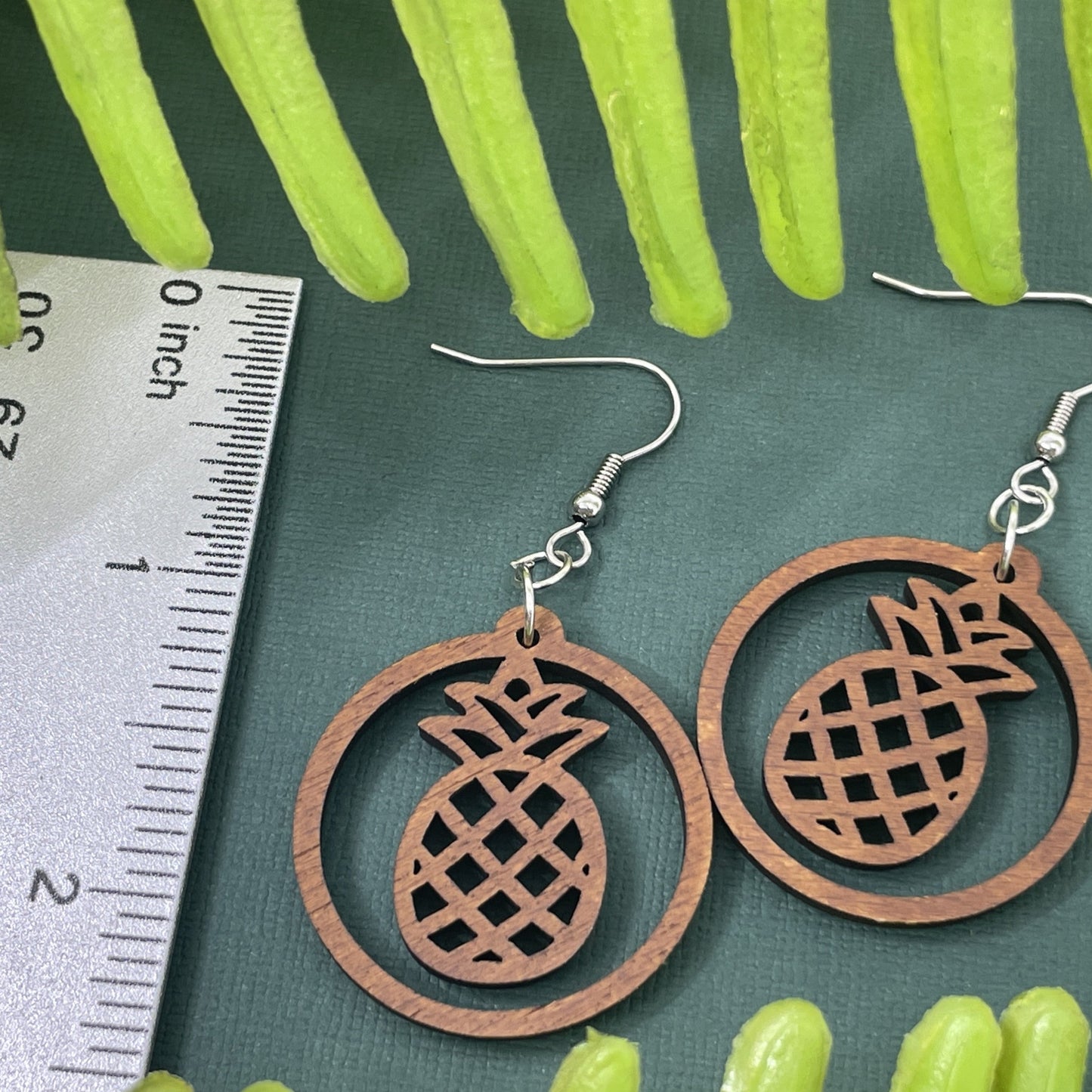 Pineapple Hoop Wood Earrings Measurement