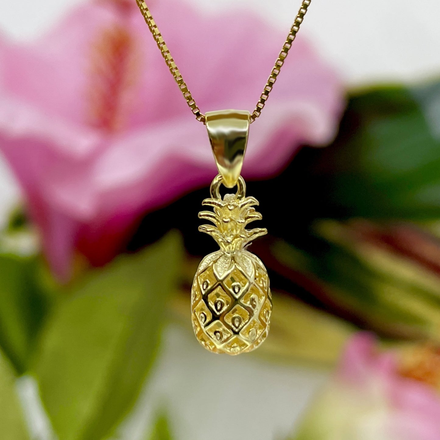Pineapple Cutout Pendant w/18" Adj. Chain