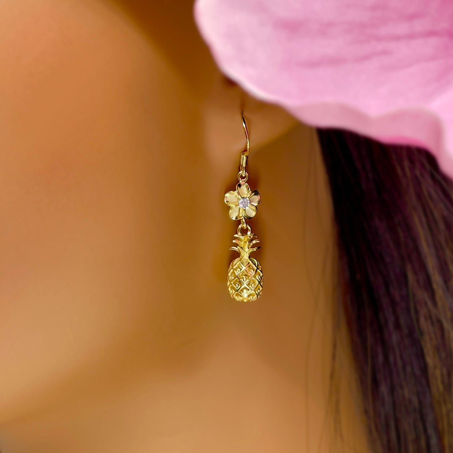Pineapple Plumeria Earrings