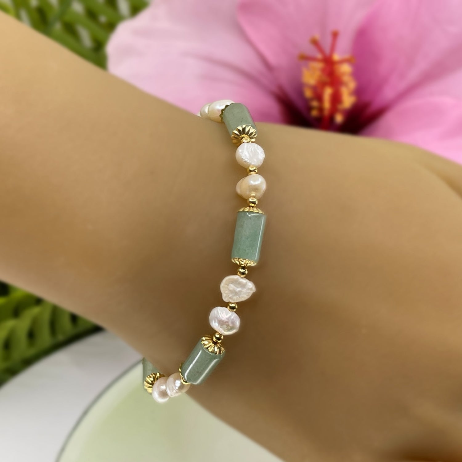 Keshi Pearl Jade Bracelet
