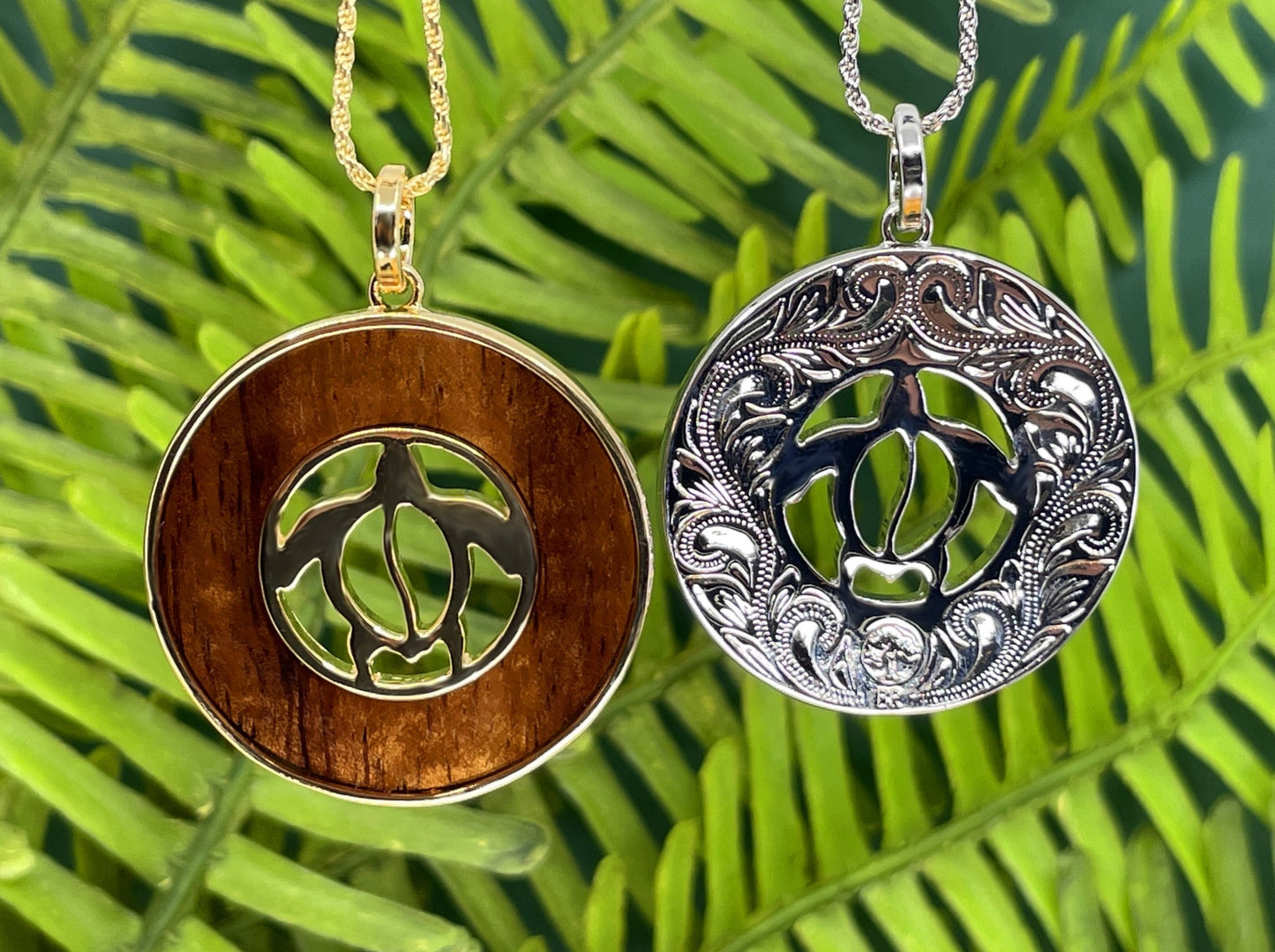 Koa Petroglyph Honu Circle Pendant