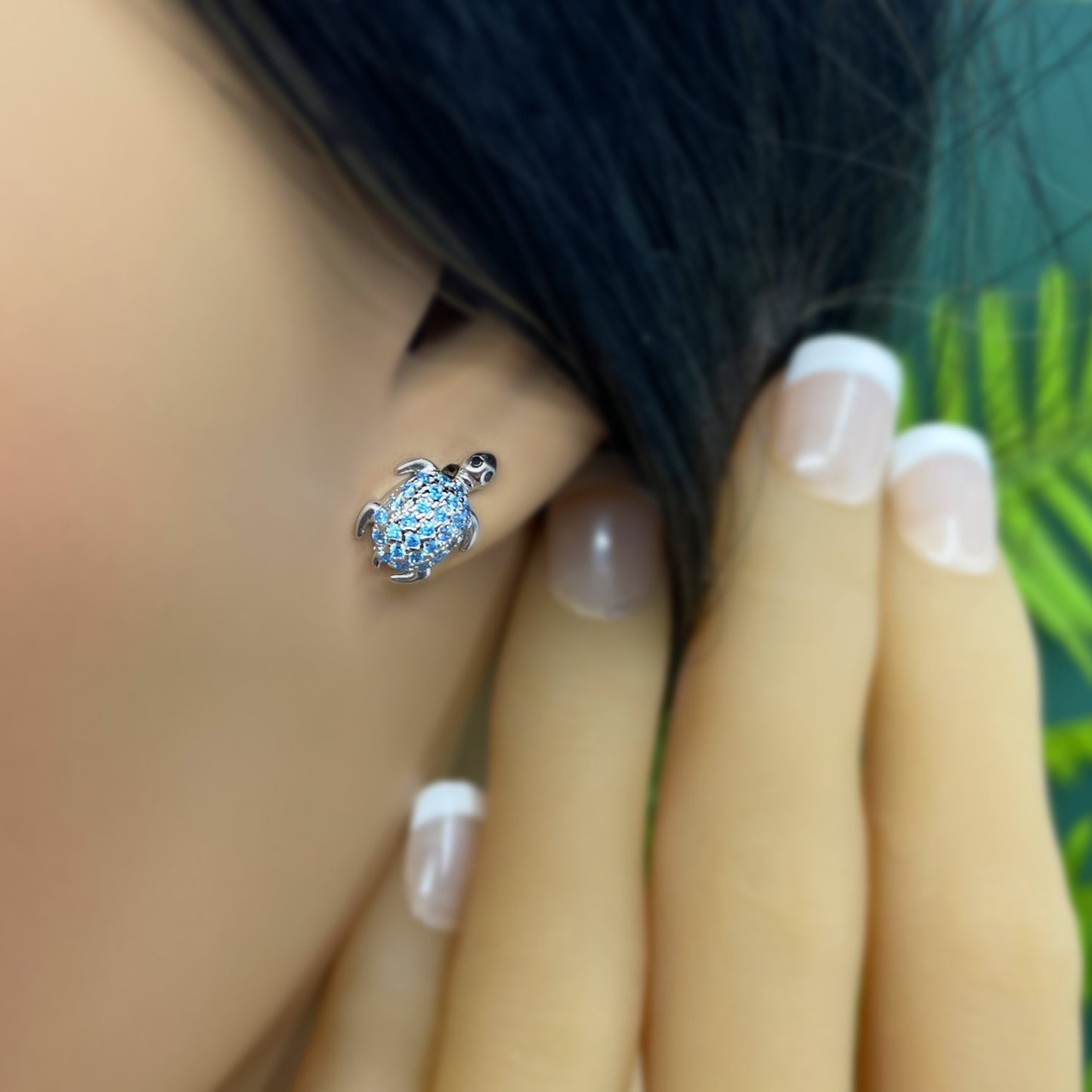 Blue CZ Honu Earrings