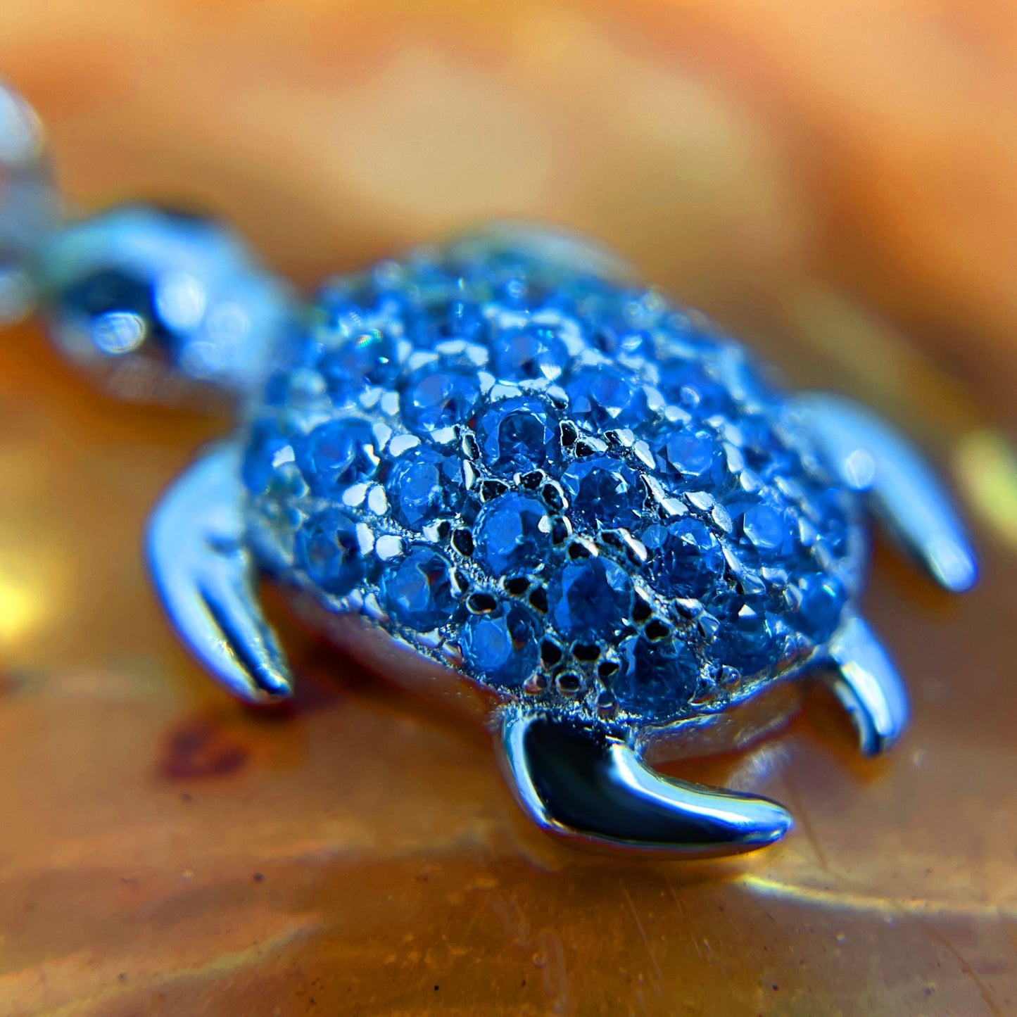 Blue CZ Honu Pendant or Earrings