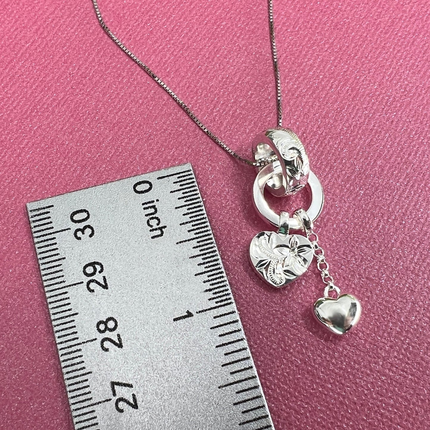 Charming Hearts Hawaiian Scroll Floating Pendant