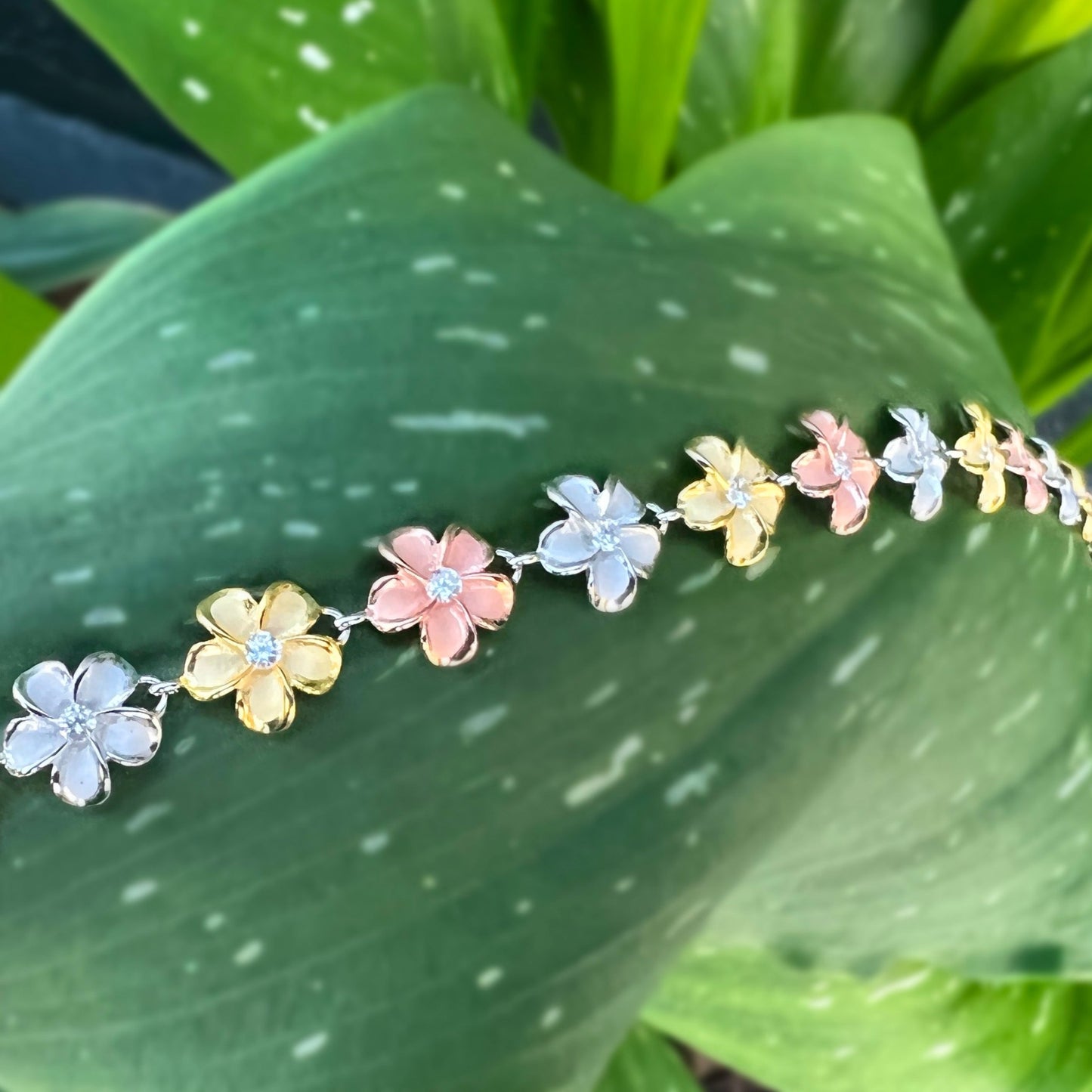 Plumeria Lei Tri-Color Bracelet