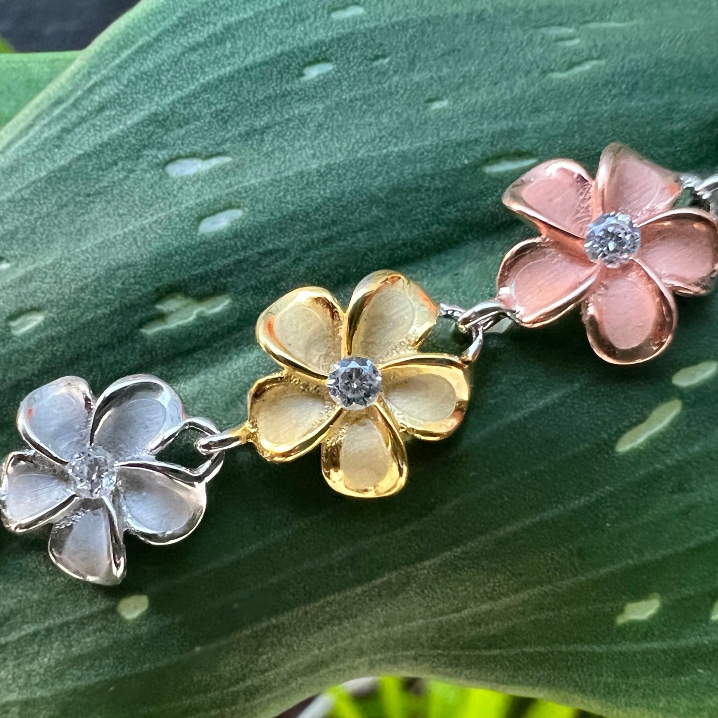 Plumeria Lei Tri-Color Bracelet