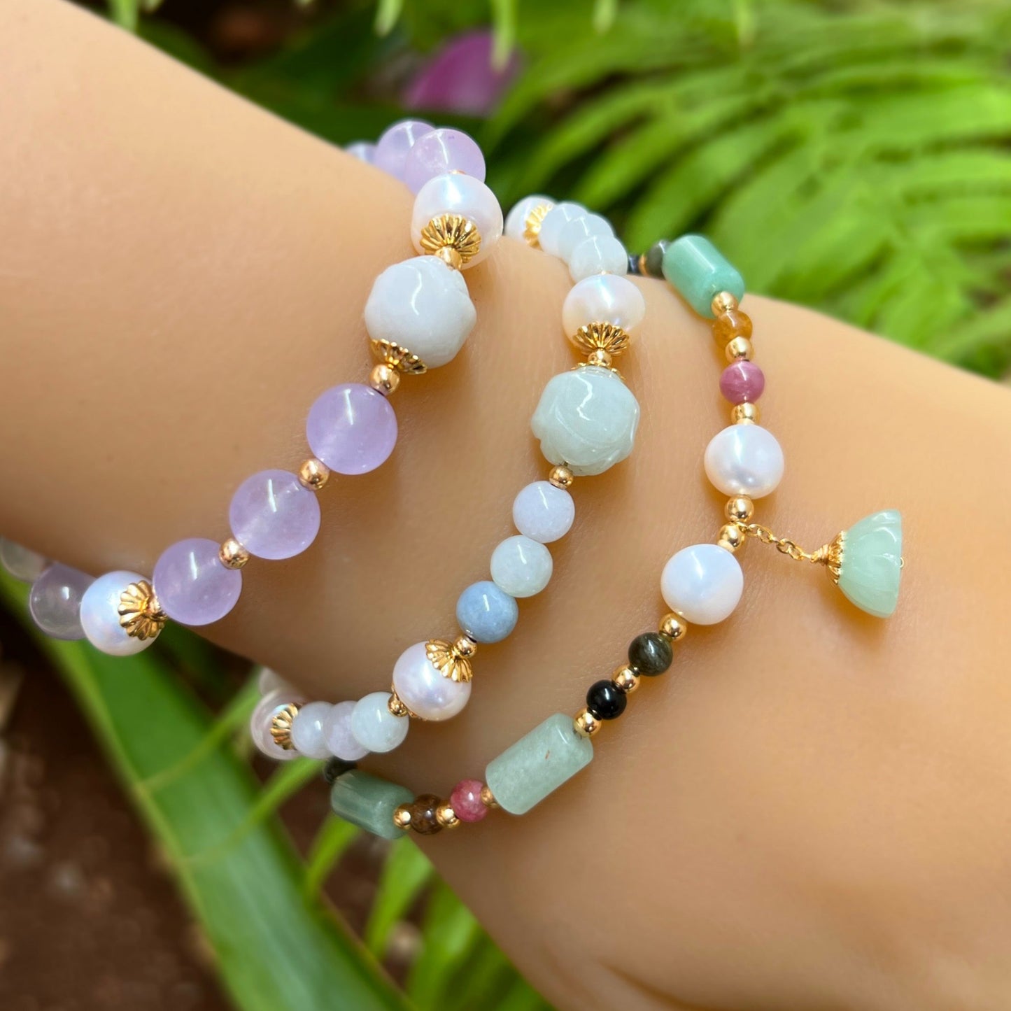 Nani Jade and Pearl Adjustable Bracelets