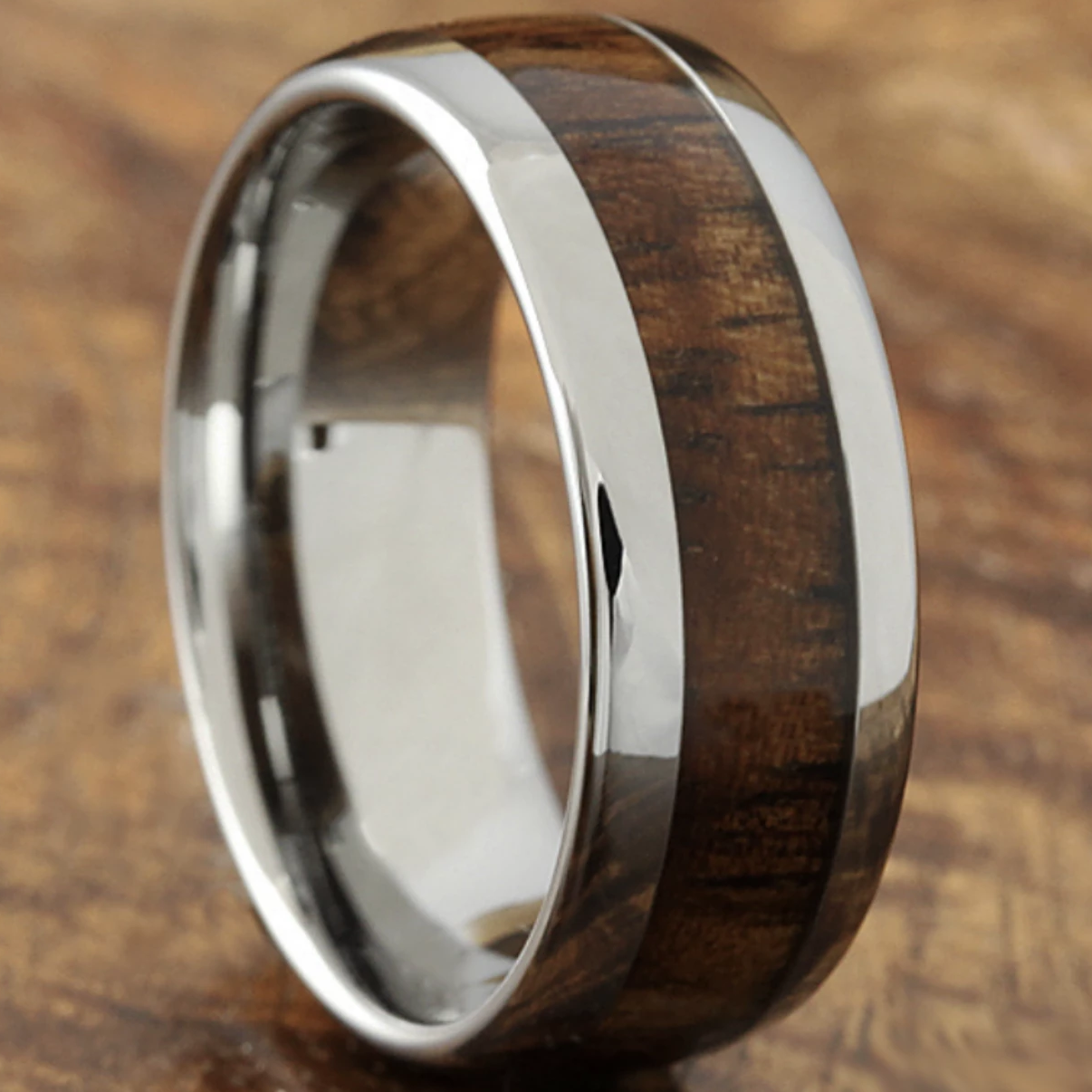 Koa Tungsten 8mm Ring