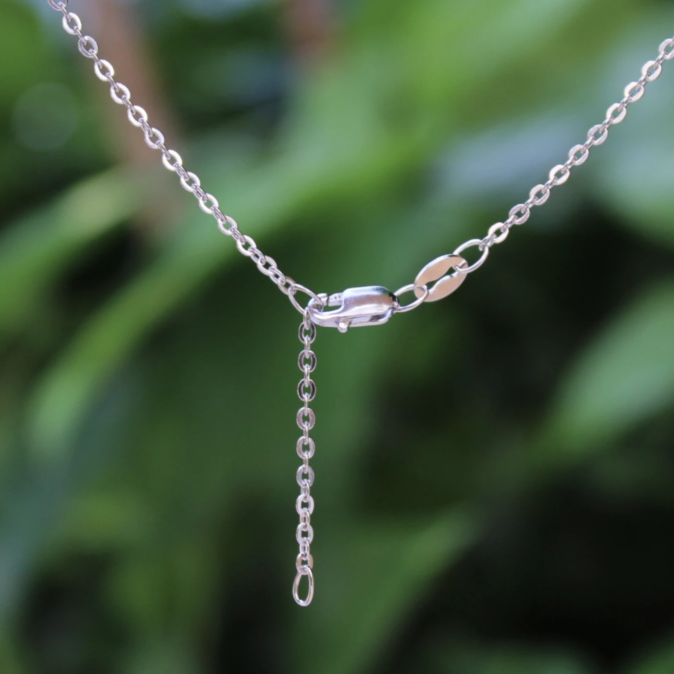 Monstera Pave Pendant Close up of Adjustable Chain Clasp