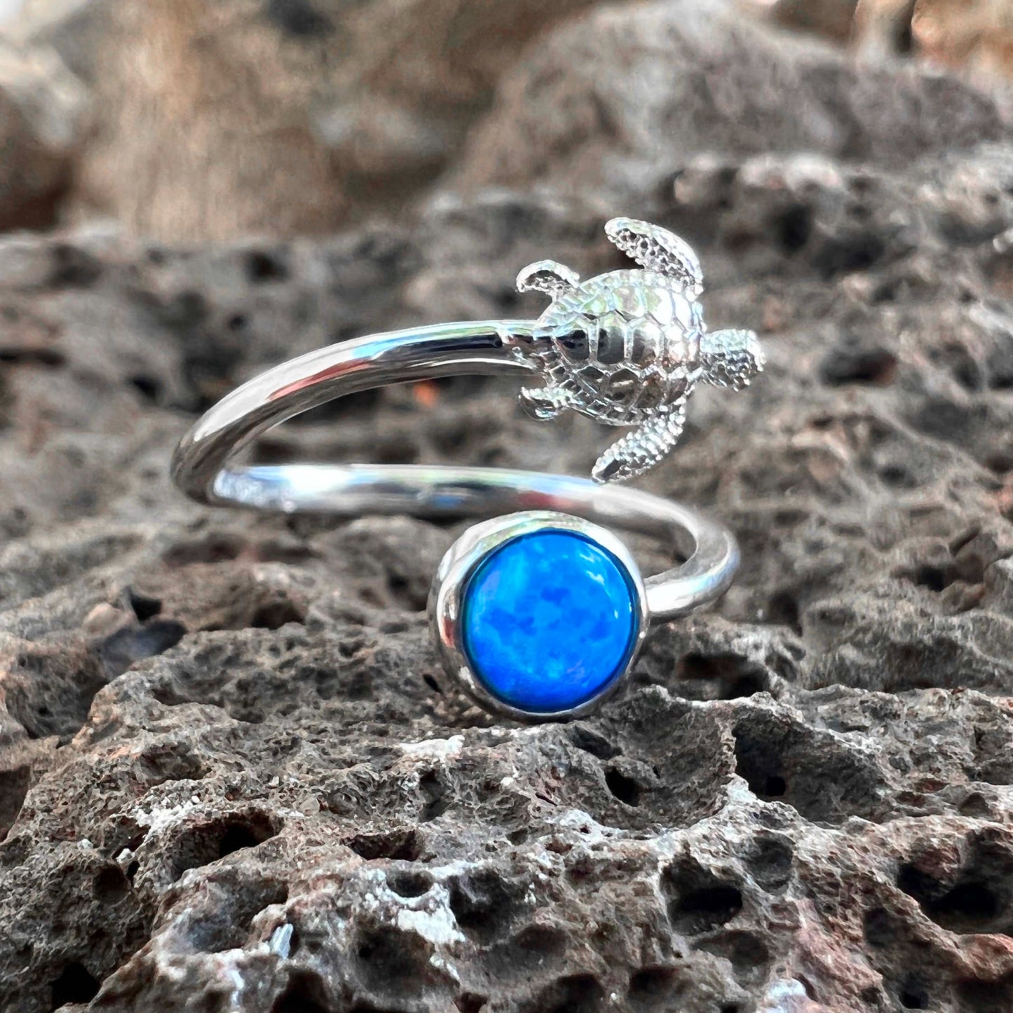 Opalite Mahina Honu Adjustable Rings