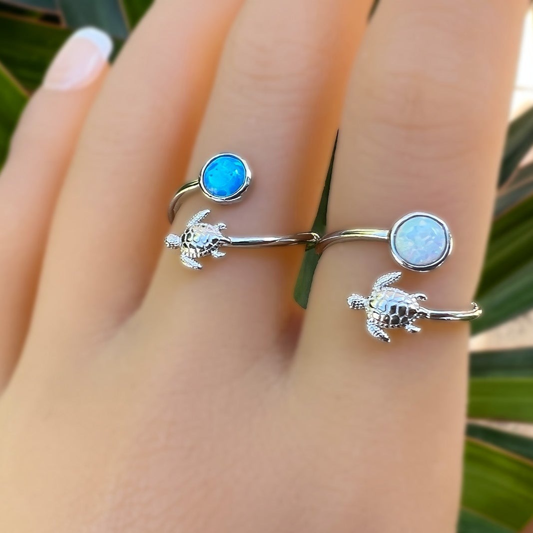 Opalite Mahina Honu Adjustable Rings