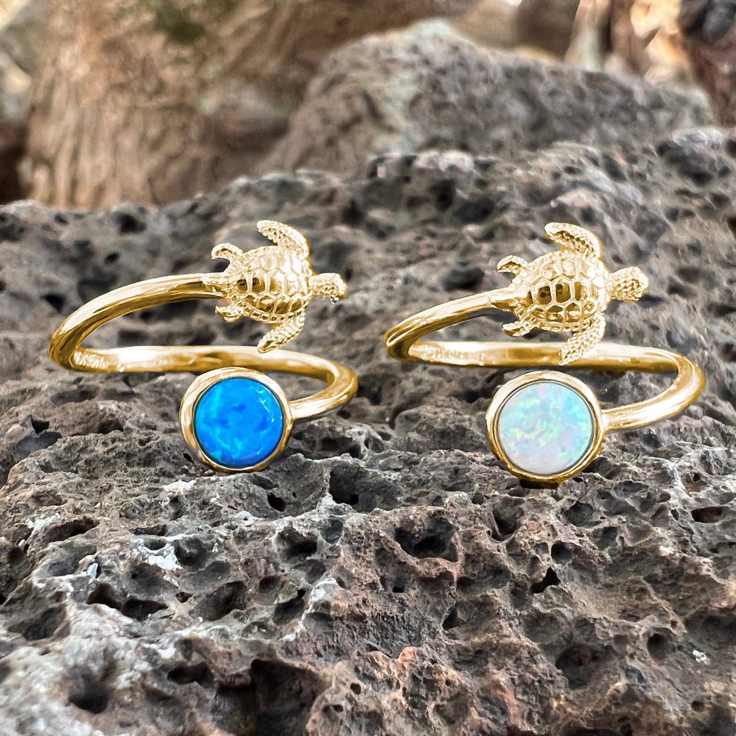 Opalite Mahina Honu Adjustable Rings