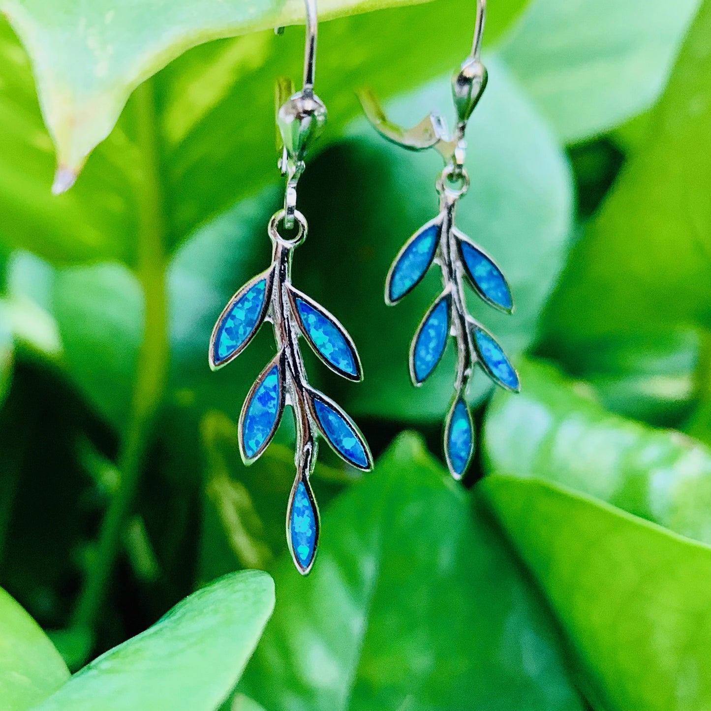 Maile Opalite Lei Earrings closeup