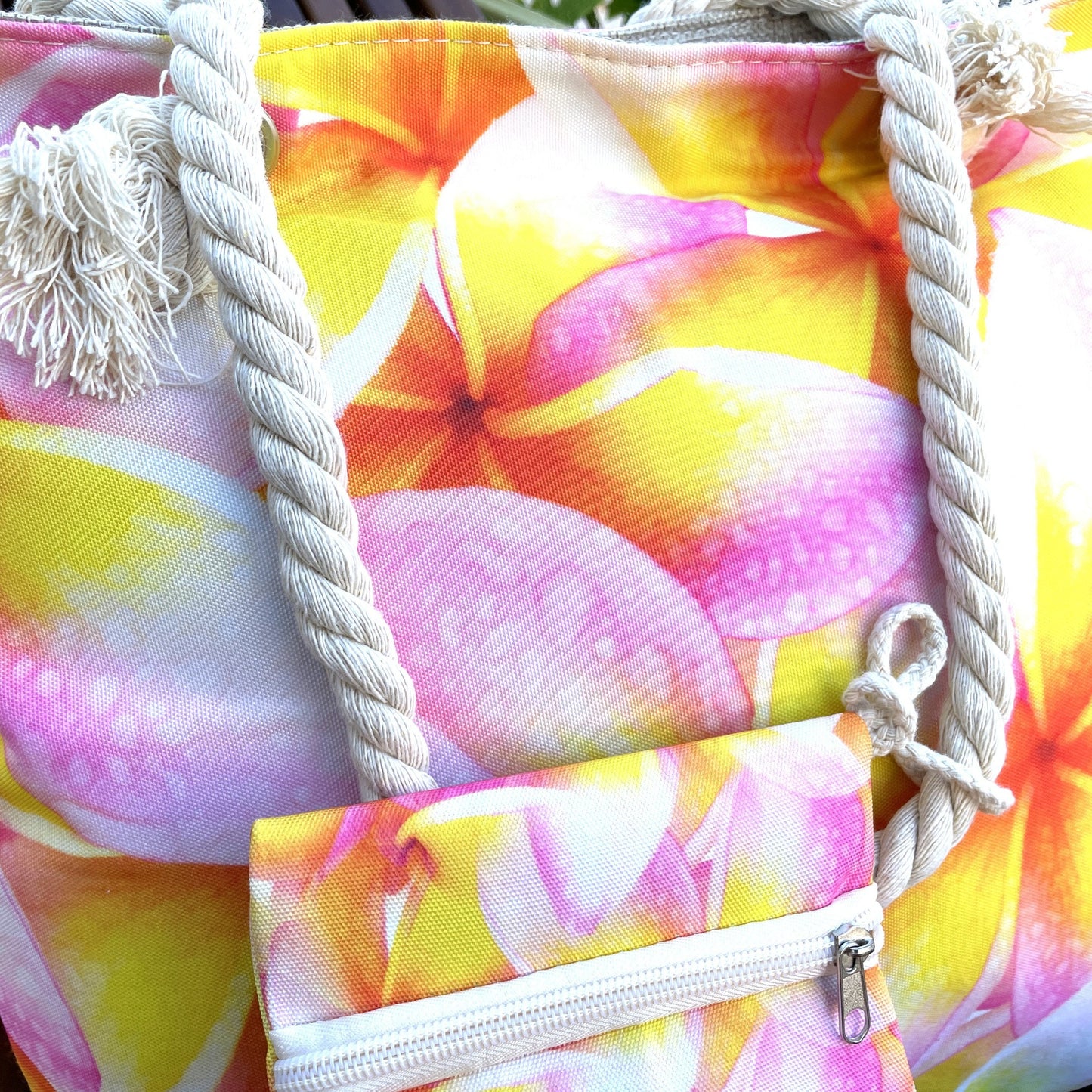 Plumeria Bouquet Rope Tote