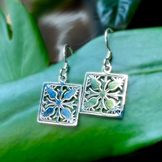 Hawaiian Pineapple Quilt Design Earrings