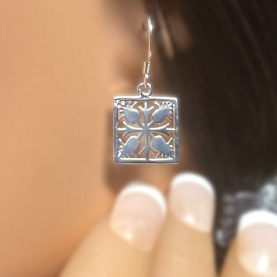 Hawaiian Pineapple Quilt Design Earrings
