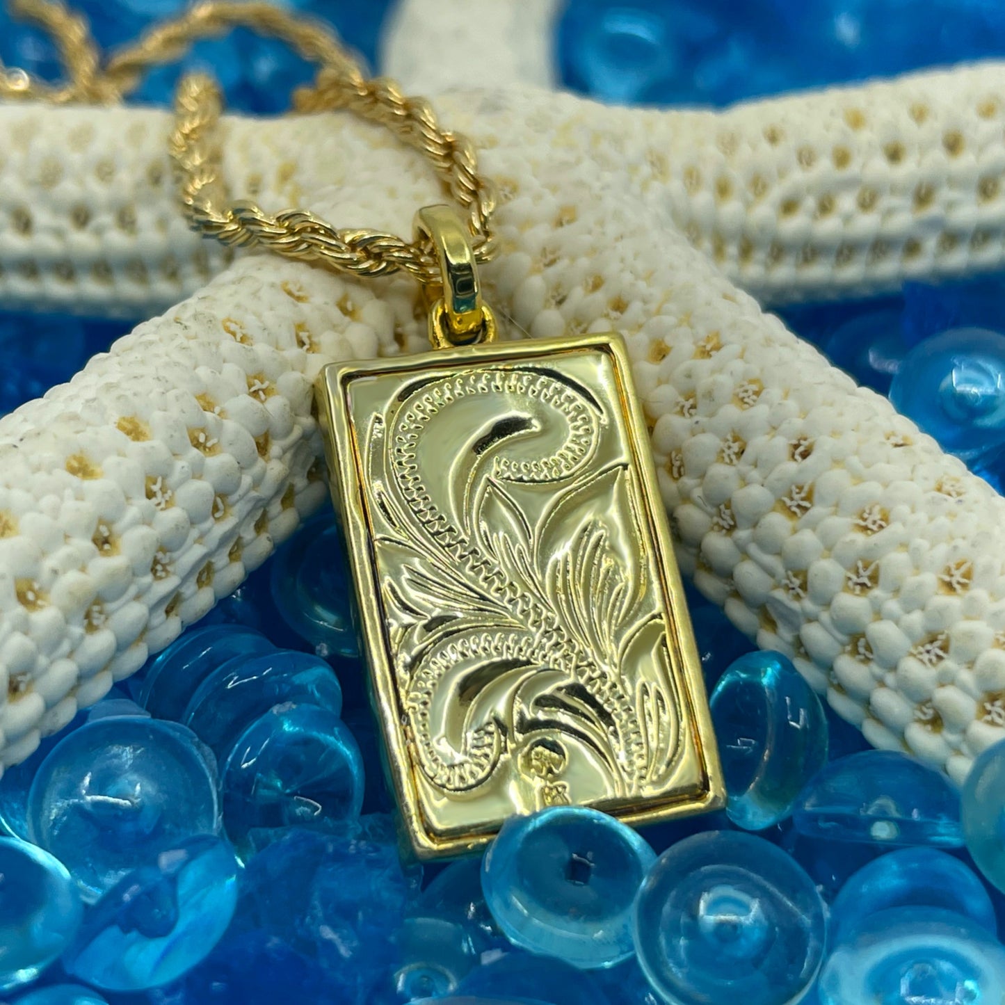 Petroglyph Honu Bar Pendant with Scroll work on back