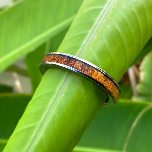 2mm Koa Wood Titanium Eternity Bands