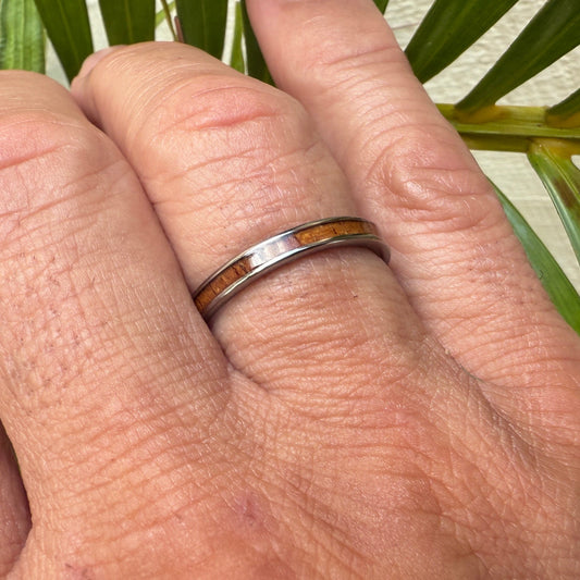 2mm Koa Wood Titanium Eternity Bands