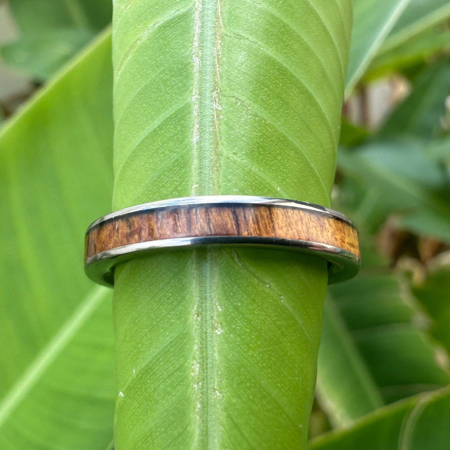 2mm Koa Wood Titanium Eternity Bands