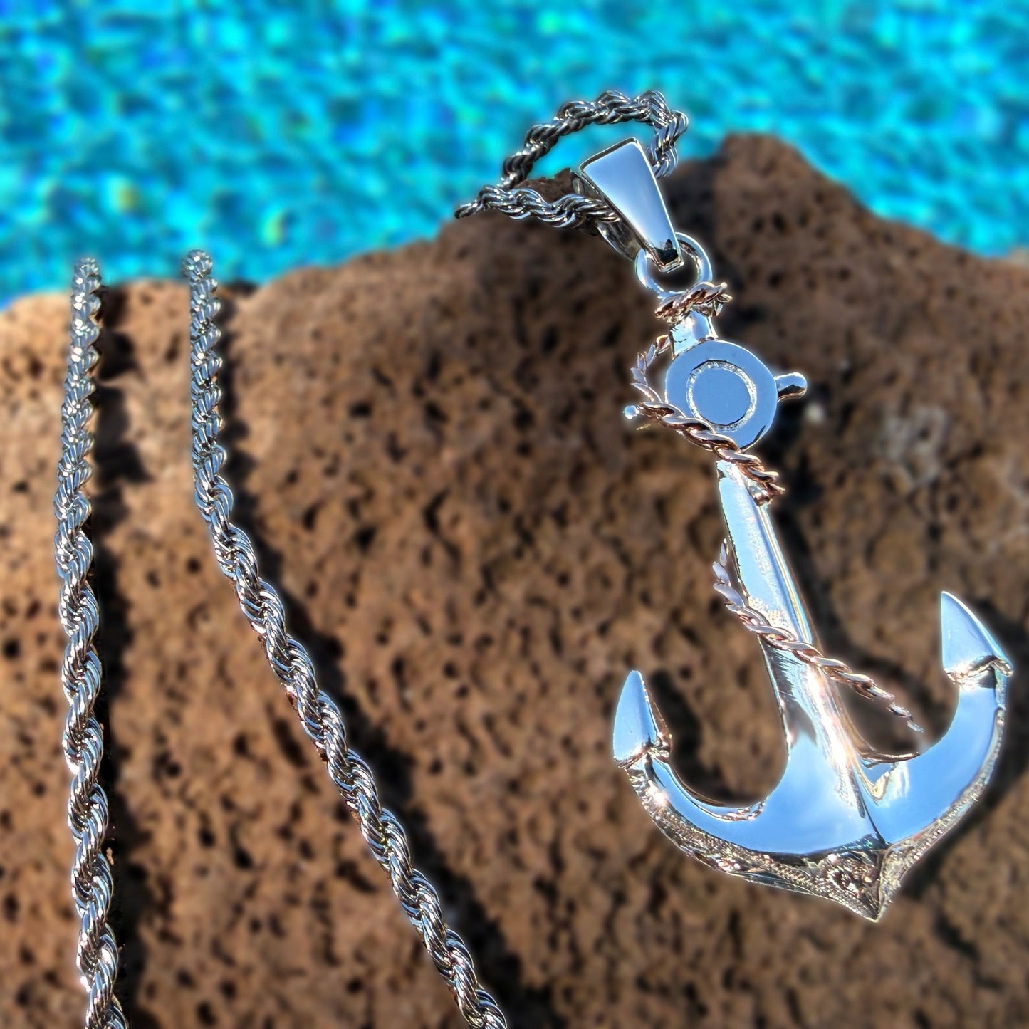 Kaimana Hawaiian Scroll Anchor Pendant