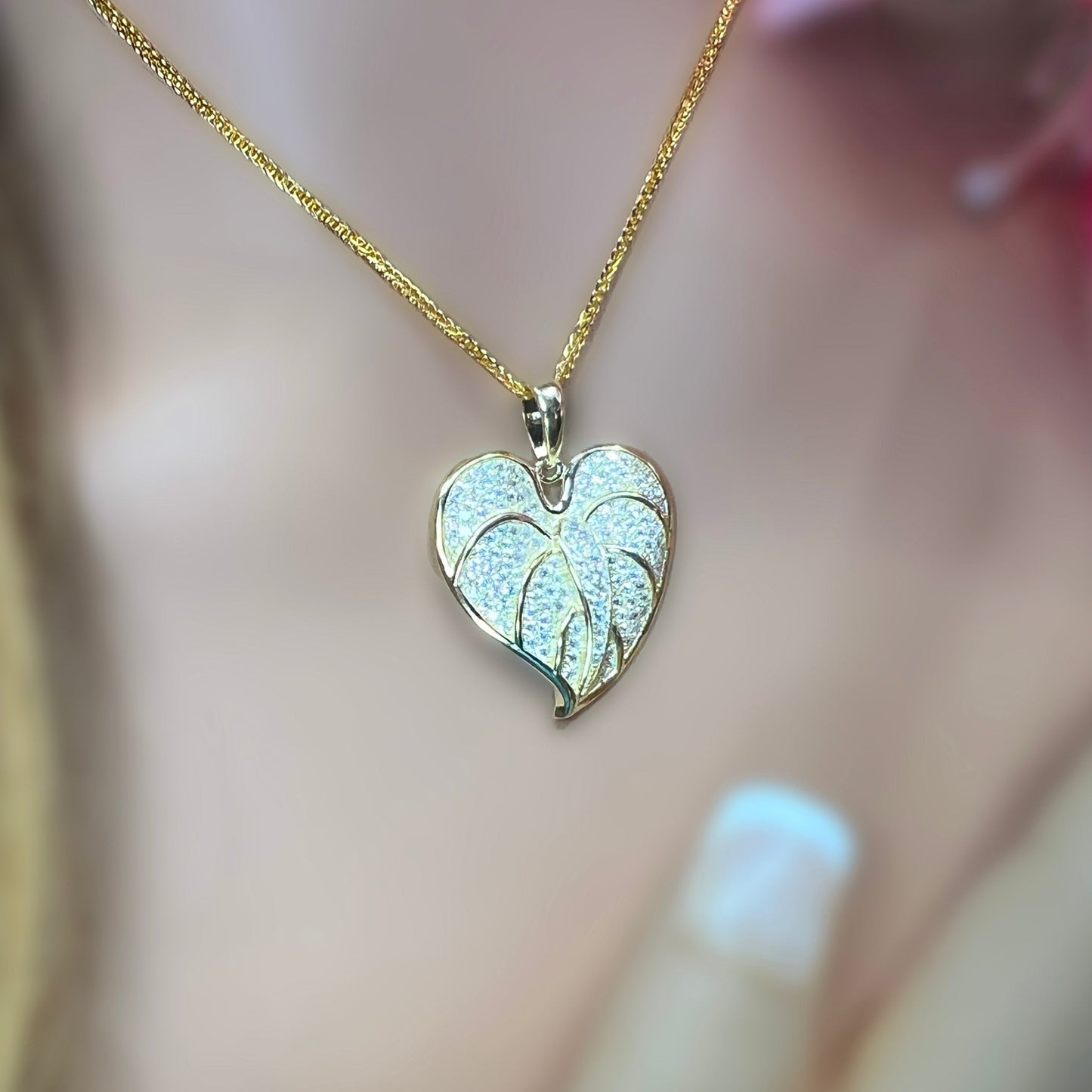 Anthurium Pave Heart Jewelry