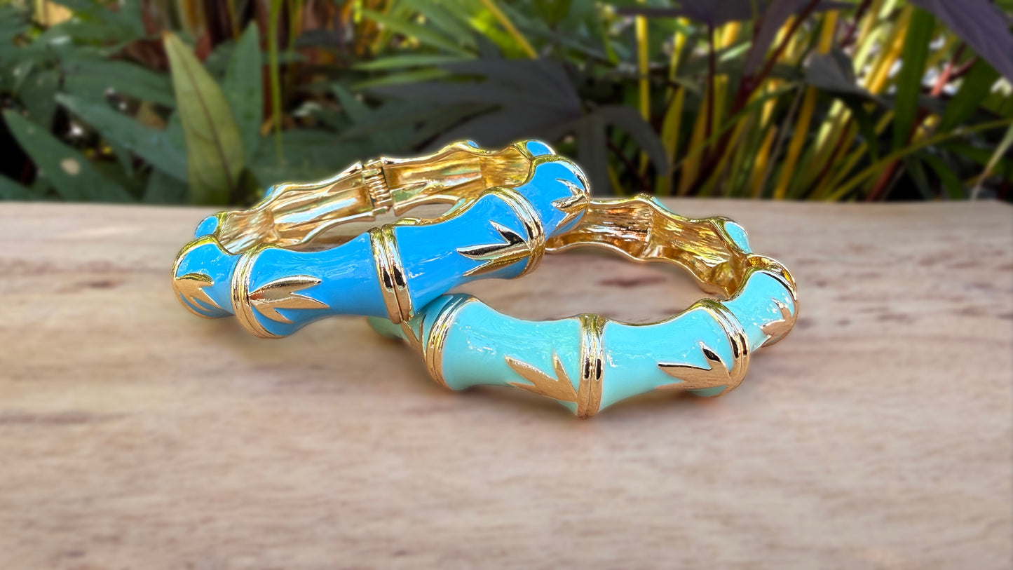 Anuenue Bamboo Hinged Enamel Bracelet Set of 2