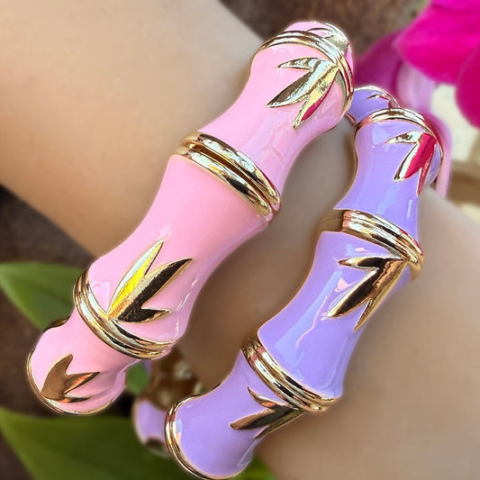 Anuenue Bamboo Hinged Enamel Bracelet Set of 2