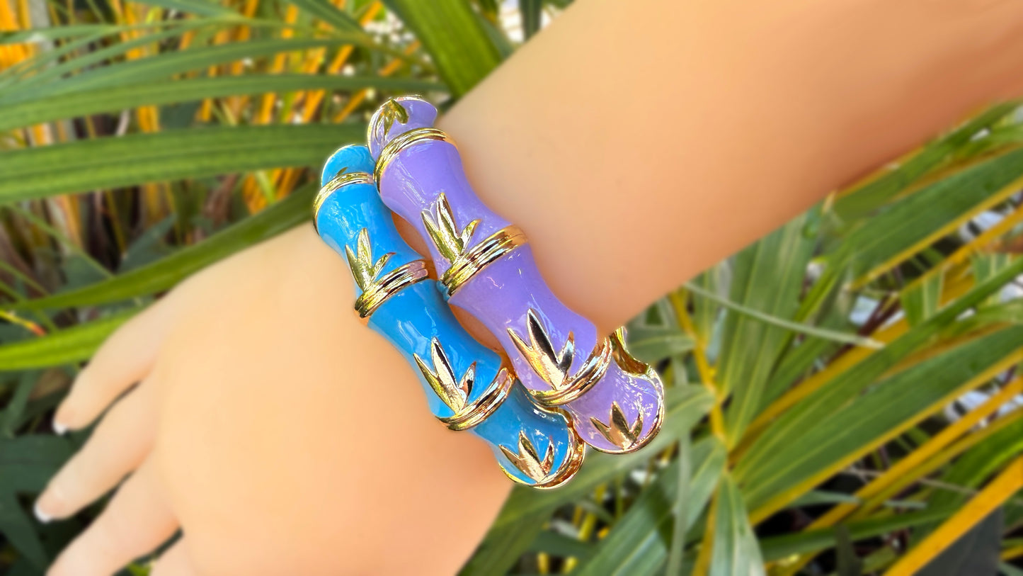 Anuenue Bamboo Hinged Enamel Bracelet Set of 2