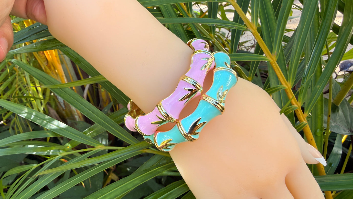 Anuenue Bamboo Hinged Enamel Bracelet Set of 2